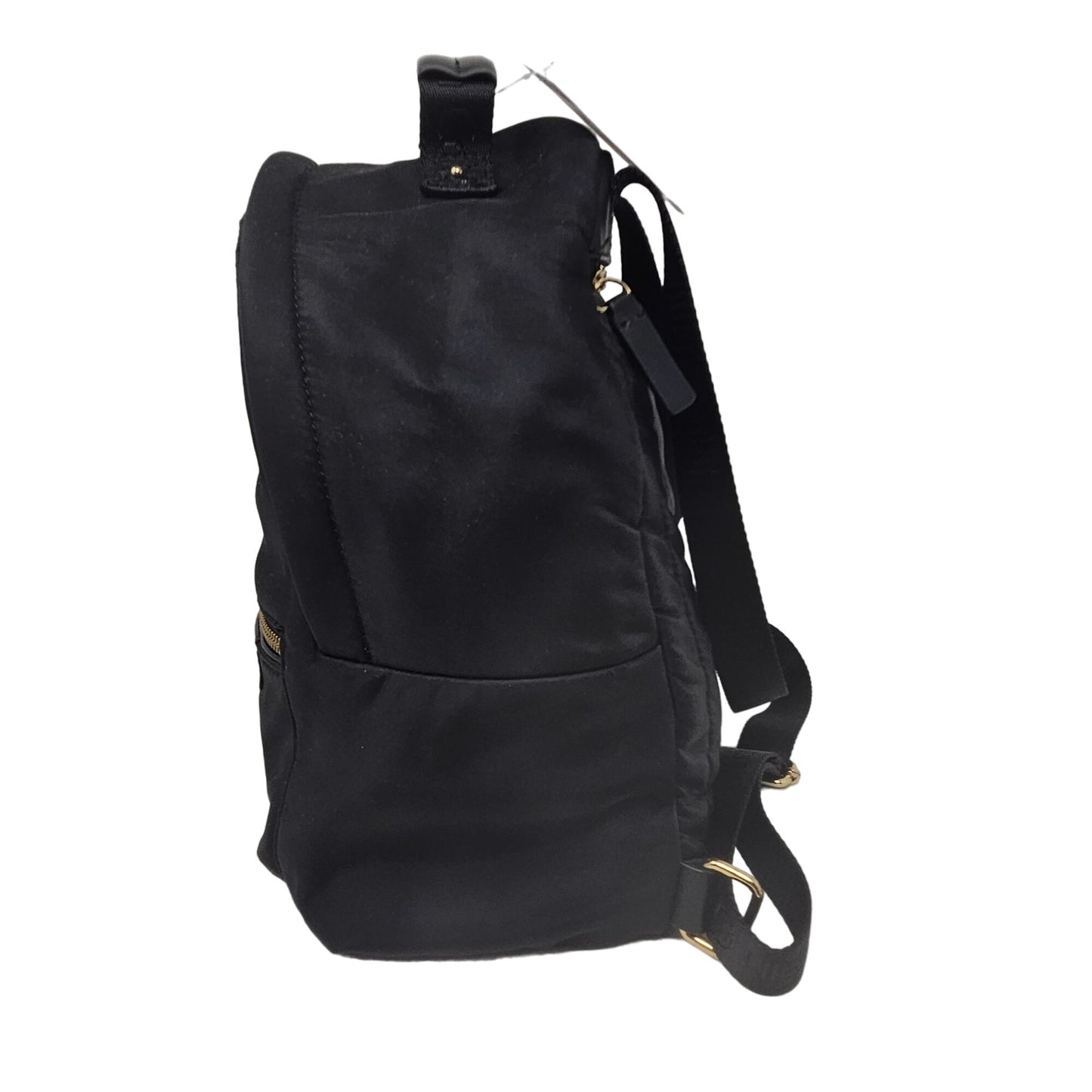 Calvin Klein Mini Back Pack Purse Black Gold Zip Adjust Straps Pockets RN54163