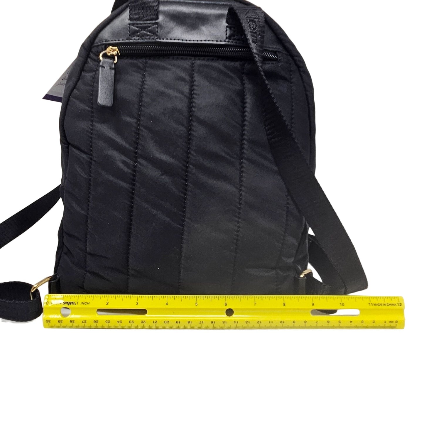 Calvin Klein Mini Back Pack Purse Black Gold Zip Adjust Straps Pockets RN54163