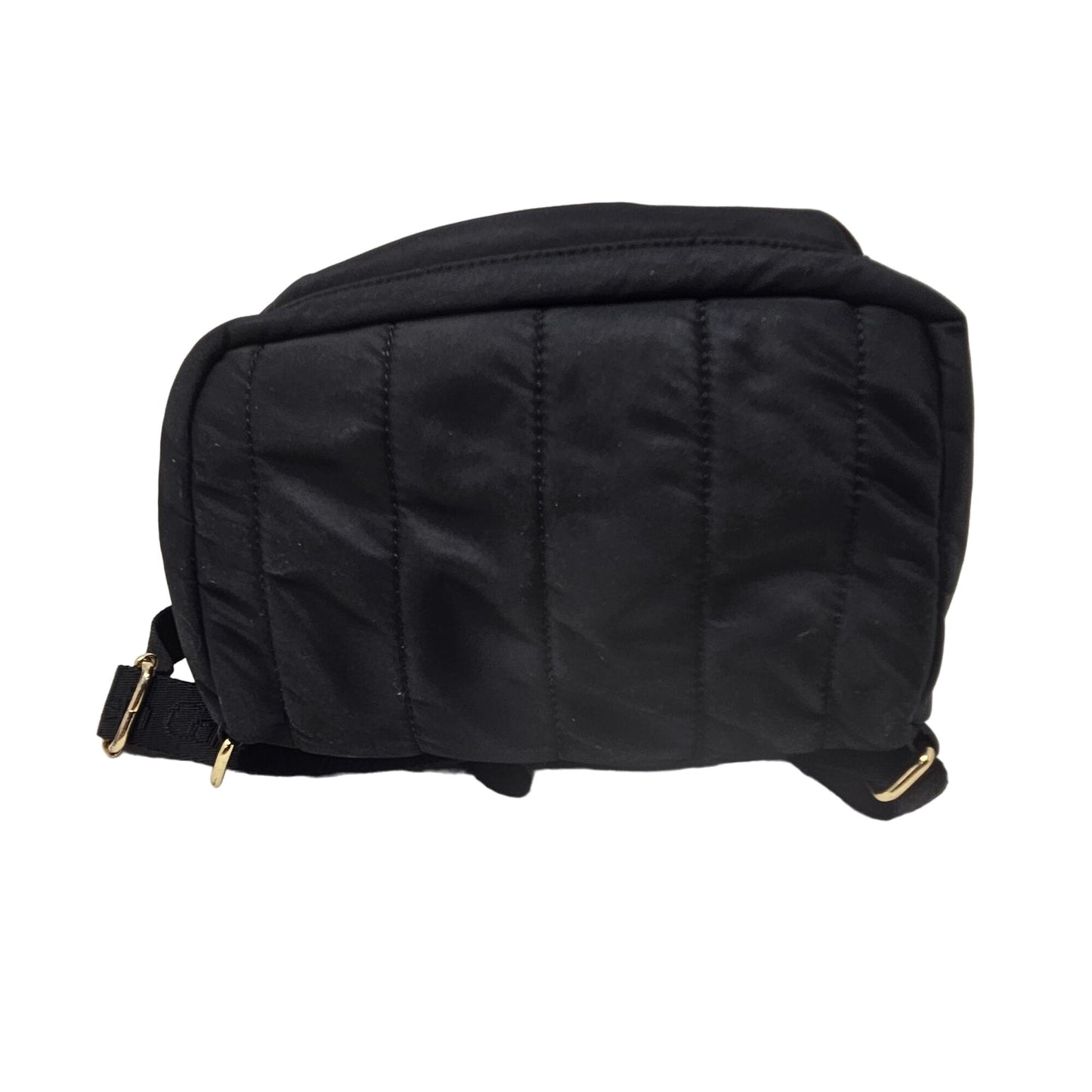 Calvin Klein Mini Back Pack Purse Black Gold Zip Adjust Straps Pockets RN54163