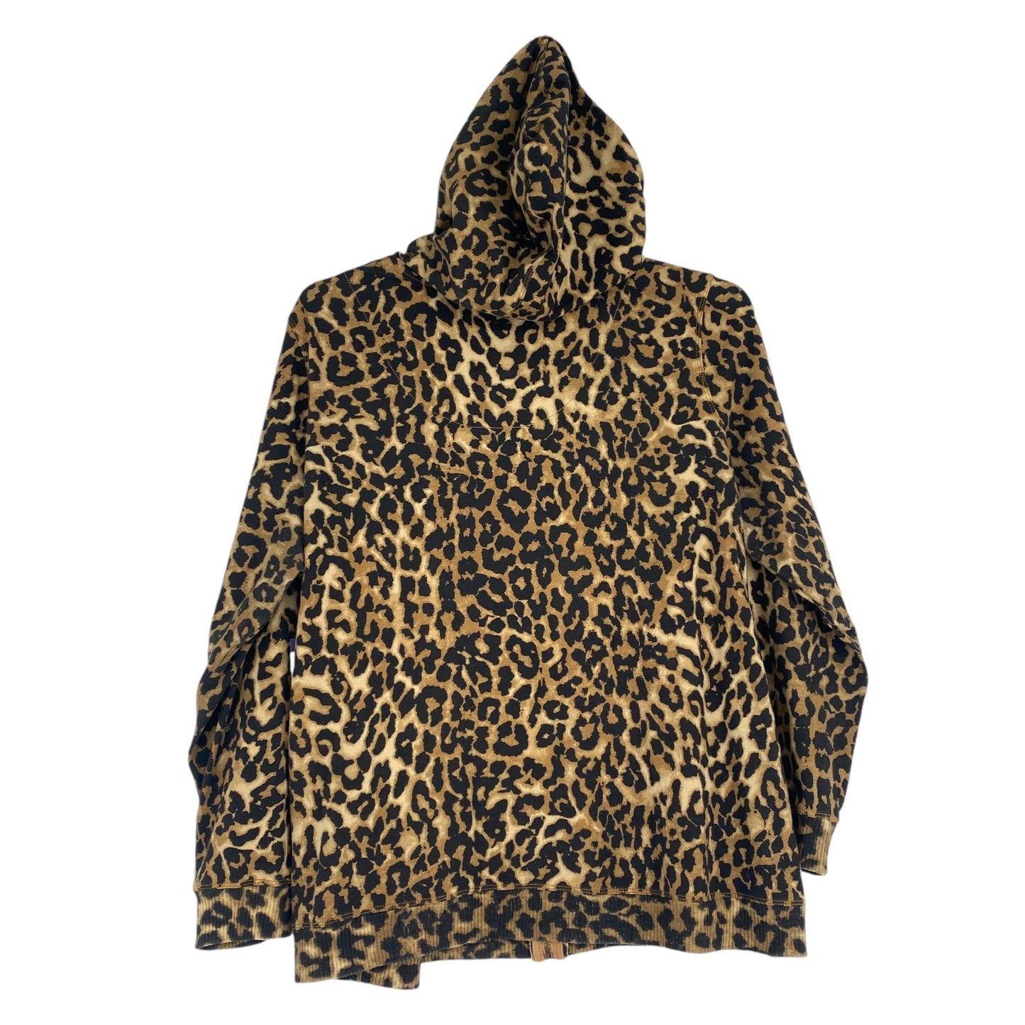 Avenue Womens 22/24 Full Zip Hoodie Jacket Leopard Print Kangaroo Pockets Casual