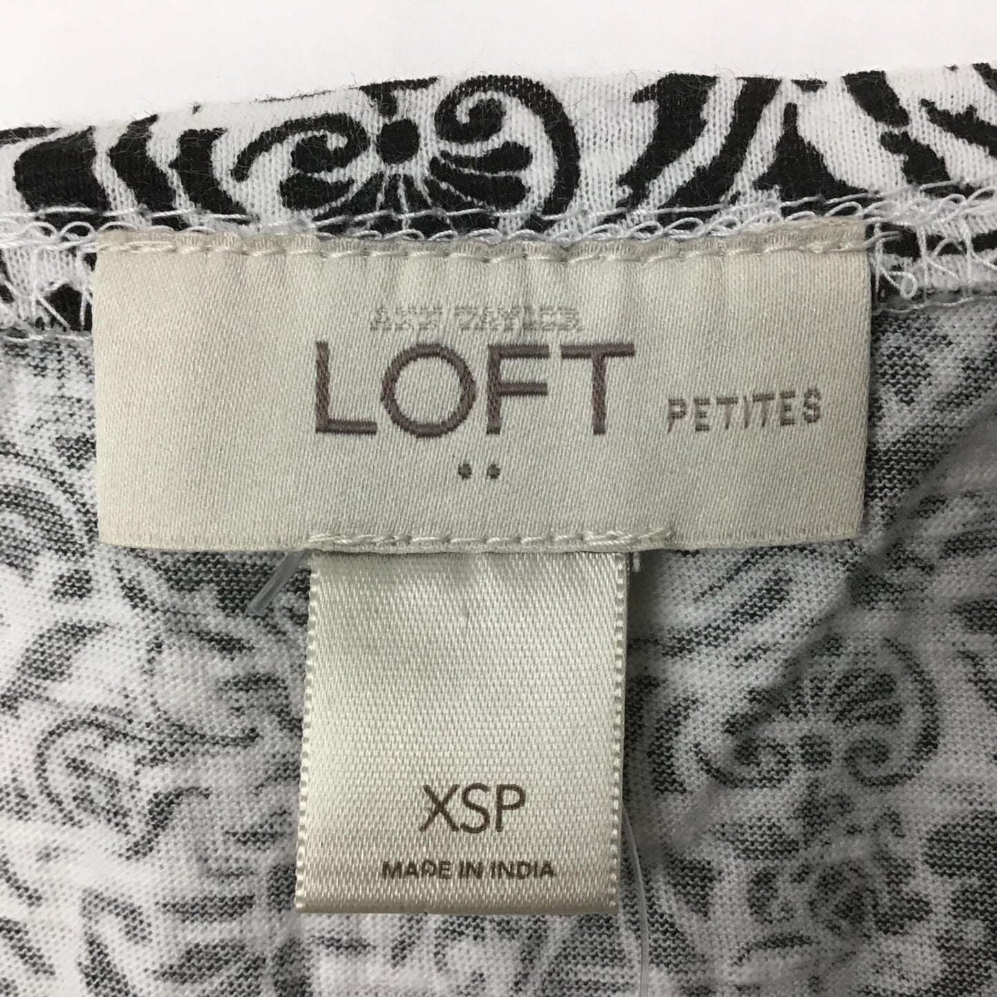 LOFT XSP Petite Sequin Front Tank Black White Print Sleeveless Blouse NWT