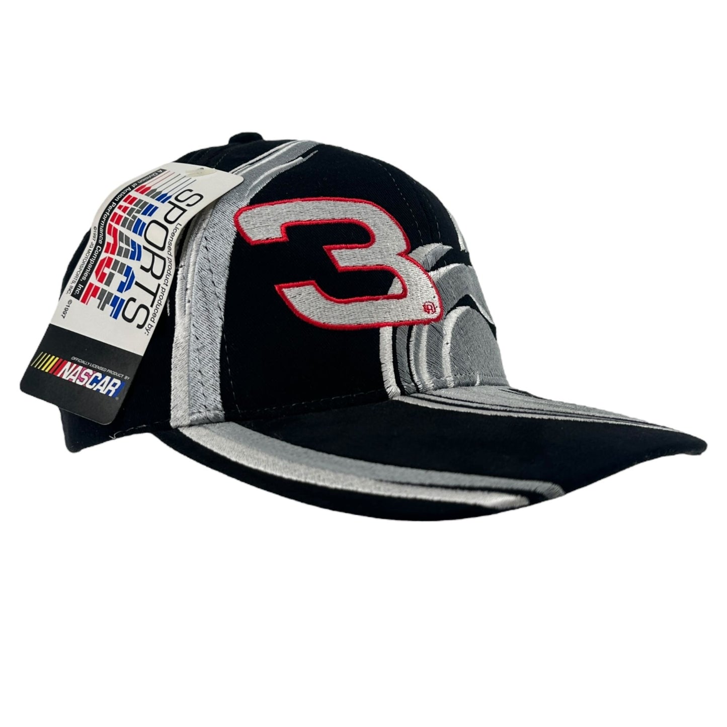 NWT Vintage 90s Dale Earnhardt #3 Silver Black Snapback Baseball Cap Hat NASCAR