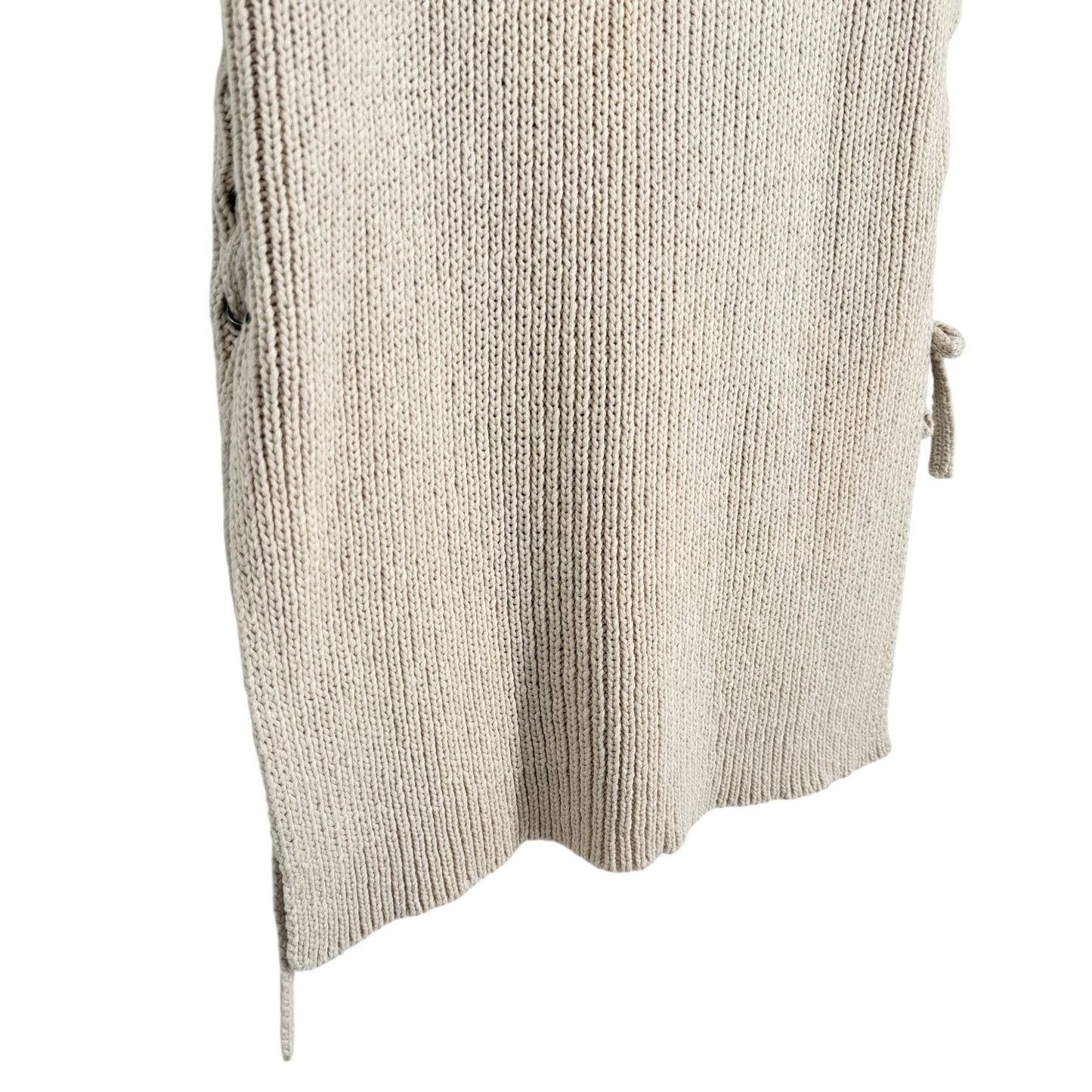 Cupcakes & Cashmere Womens L Beige Heavy Knit Sleeveless Sweater Lace Up Side