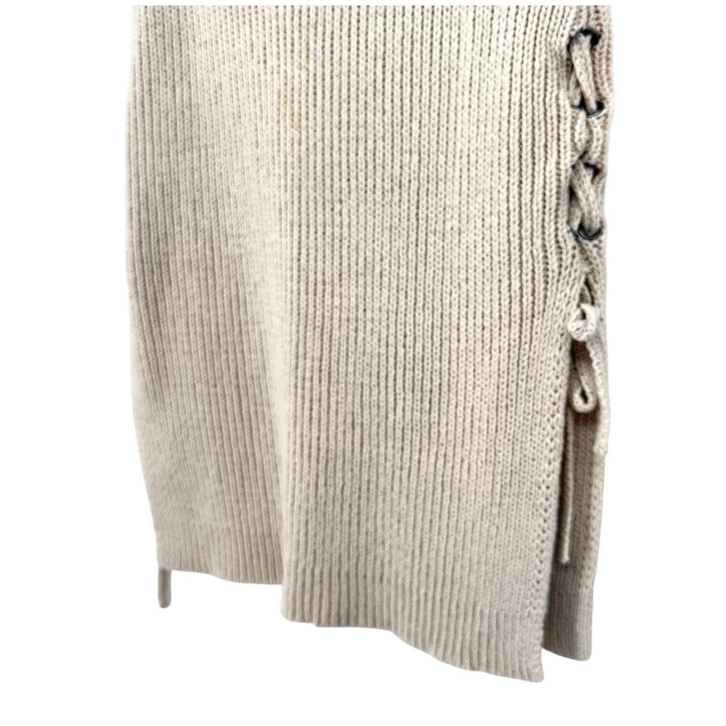 Cupcakes & Cashmere Womens L Beige Heavy Knit Sleeveless Sweater Lace Up Side
