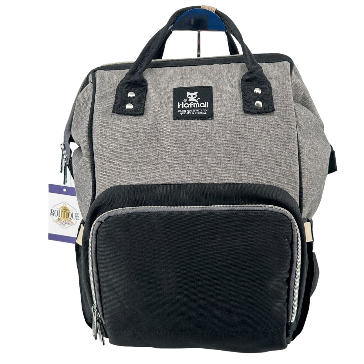 Hafmall Diaper Bag Backpack Baby Infant Gray Black Stroller Hooks Pockets Adjust