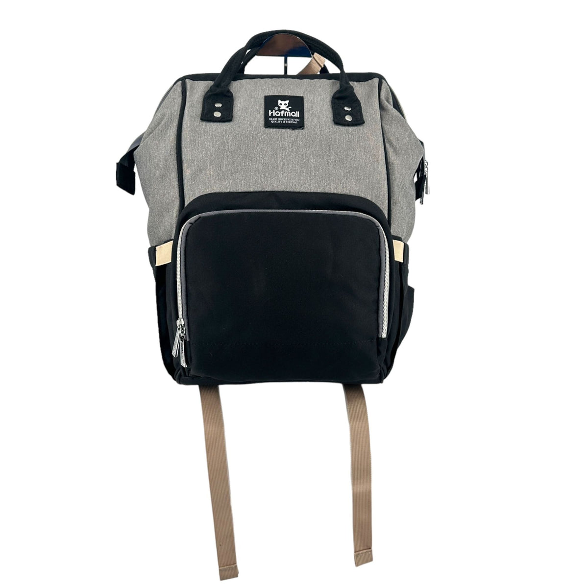 Hafmall Diaper Bag Backpack Baby Infant Gray Black Stroller Hooks Pockets Adjust