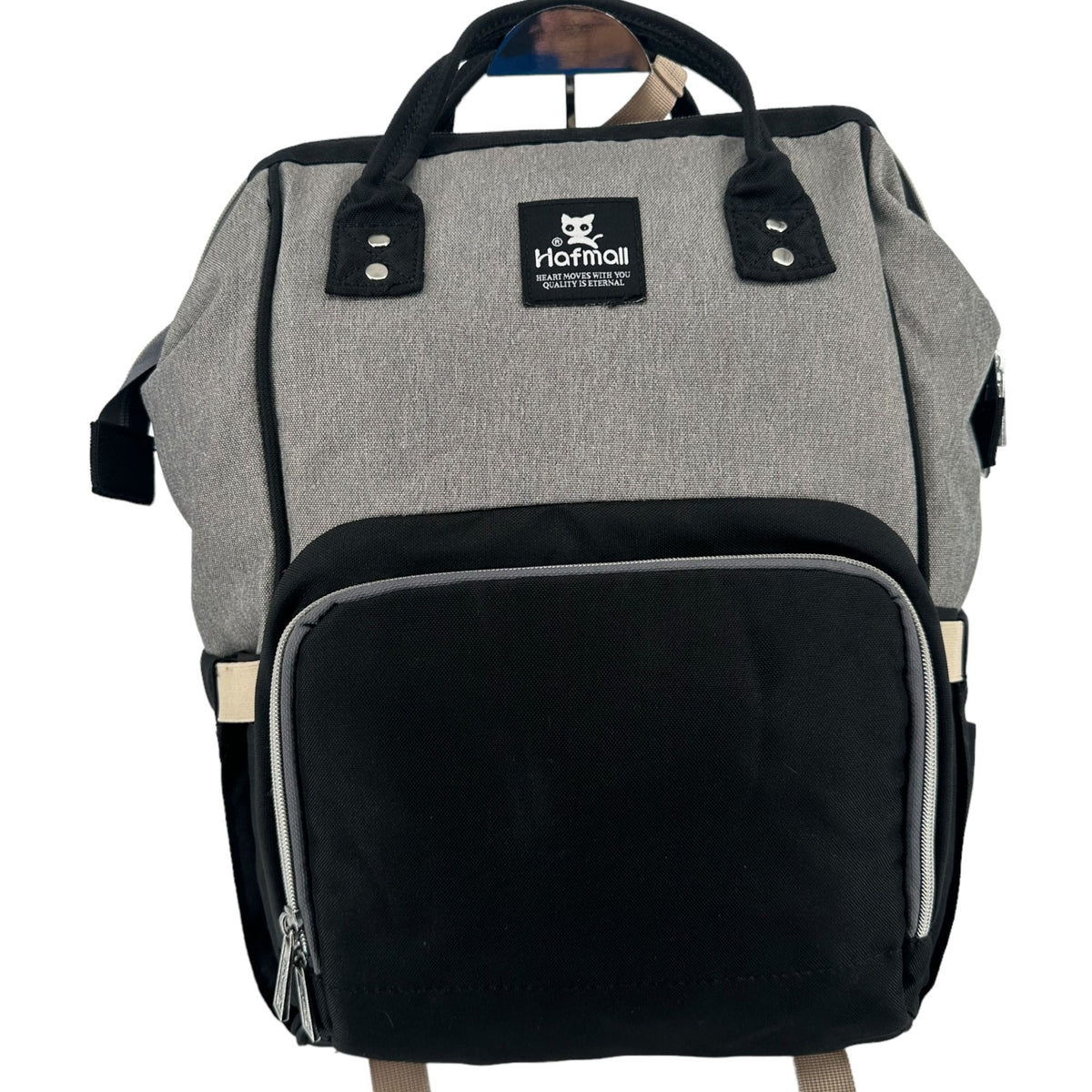 Hafmall Diaper Bag Backpack Baby Infant Gray Black Stroller Hooks Pockets Adjust