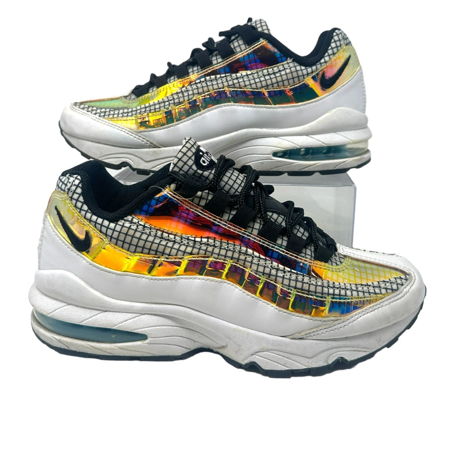 Nike Youth 6Y Air Max 95 LV8 Sneakers White Blue Glaze Black Hologram Shoes