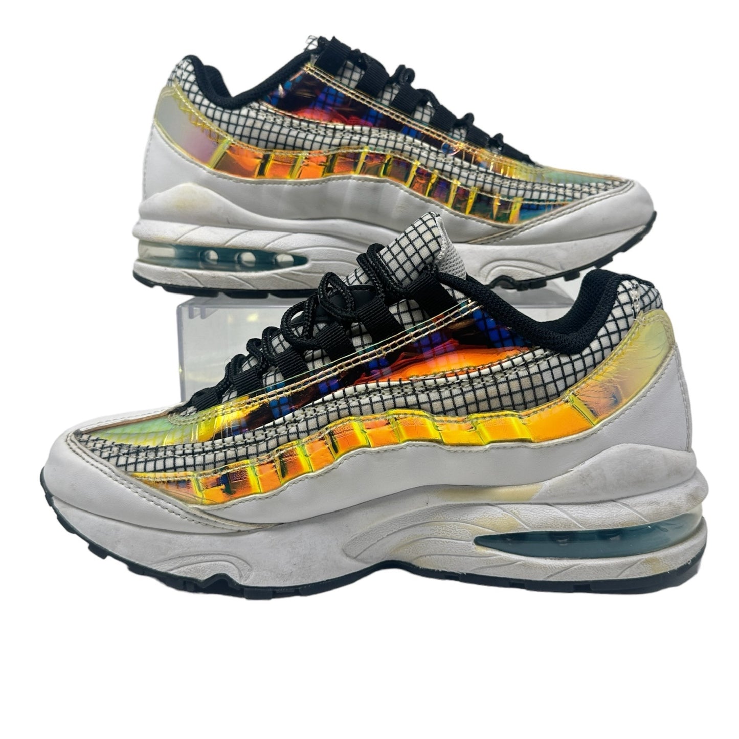 Nike Youth 6Y Air Max 95 LV8 Sneakers White Blue Glaze Black Hologram Shoes