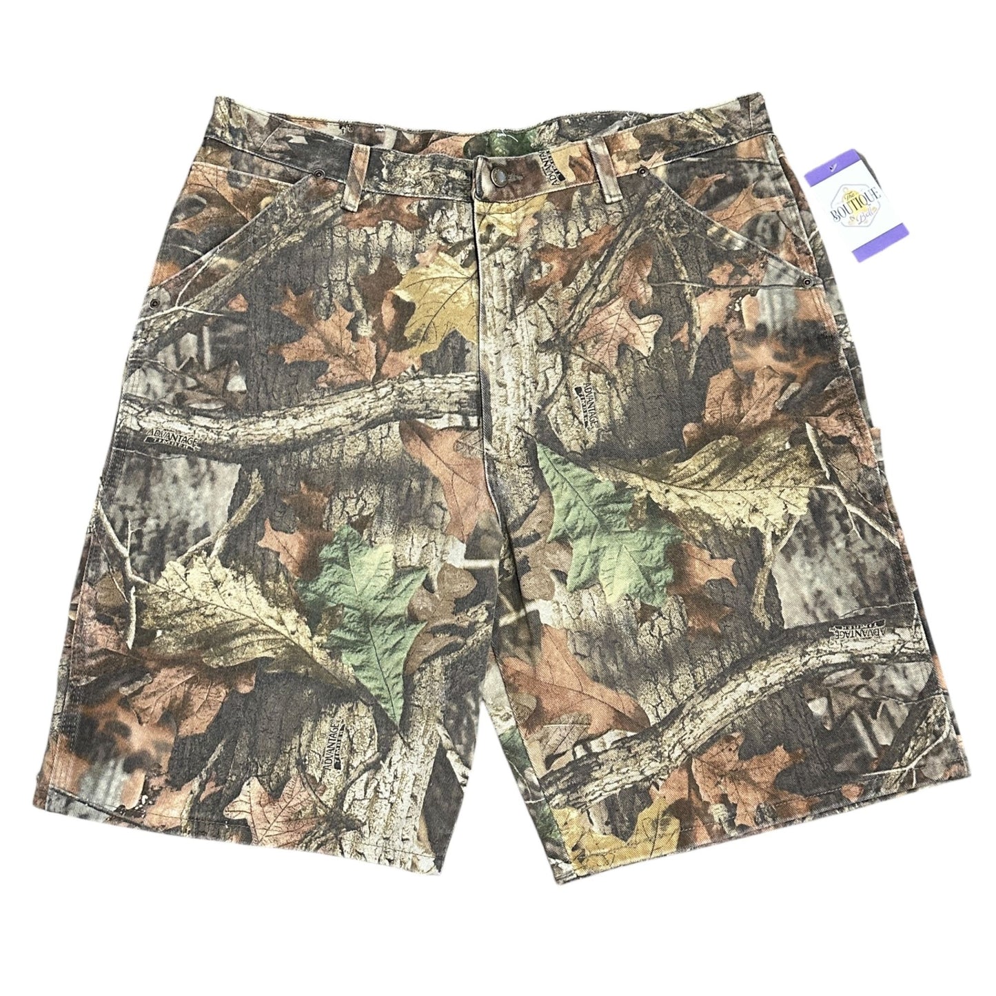 Advantage Timber Denim Camo Painters Baggy Carpenter Shorts Hammer Loop Mens 40