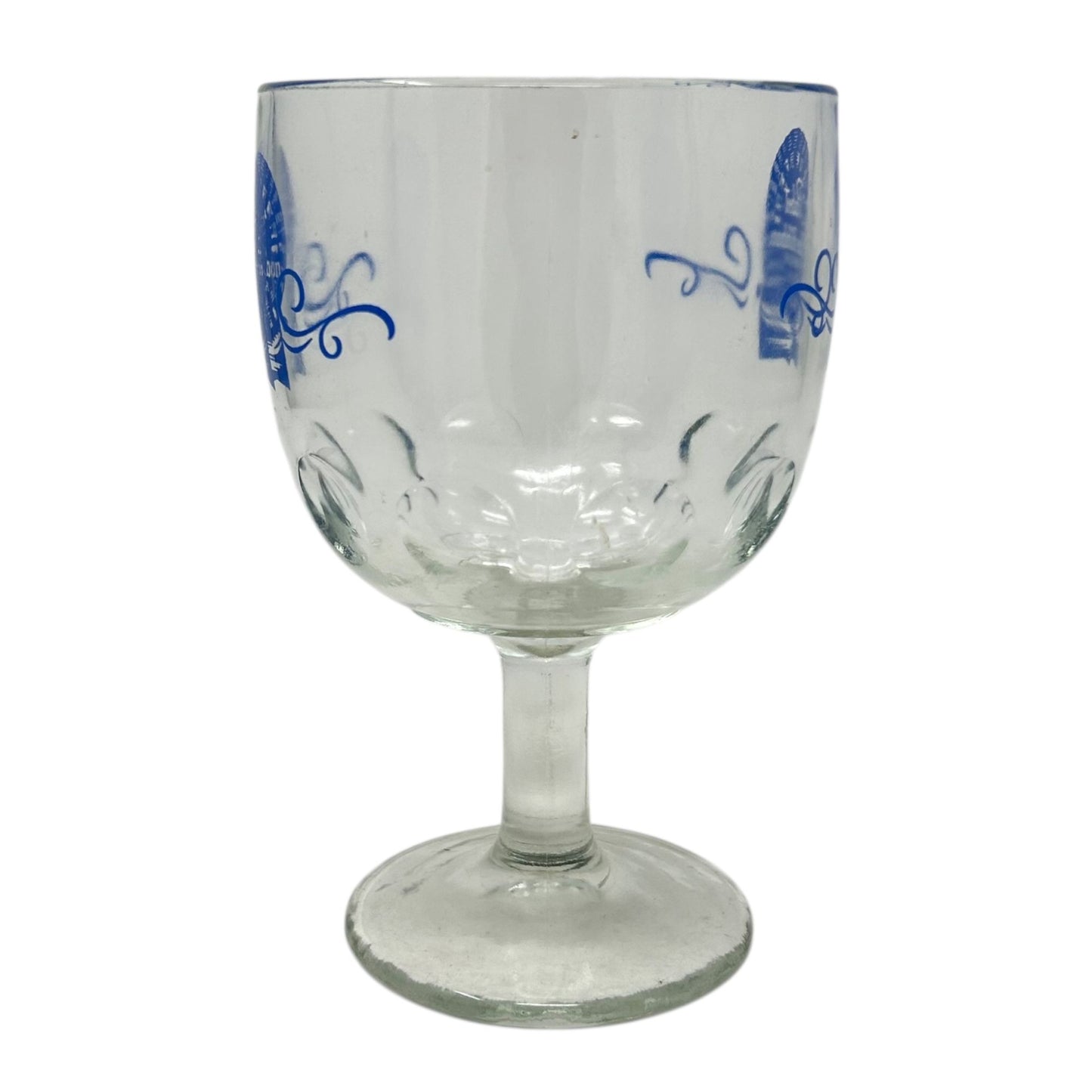 Vintage Pabst Blue Ribbon Beer PBR Thumbprint Goblet Blue Logo 16oz Breweriana