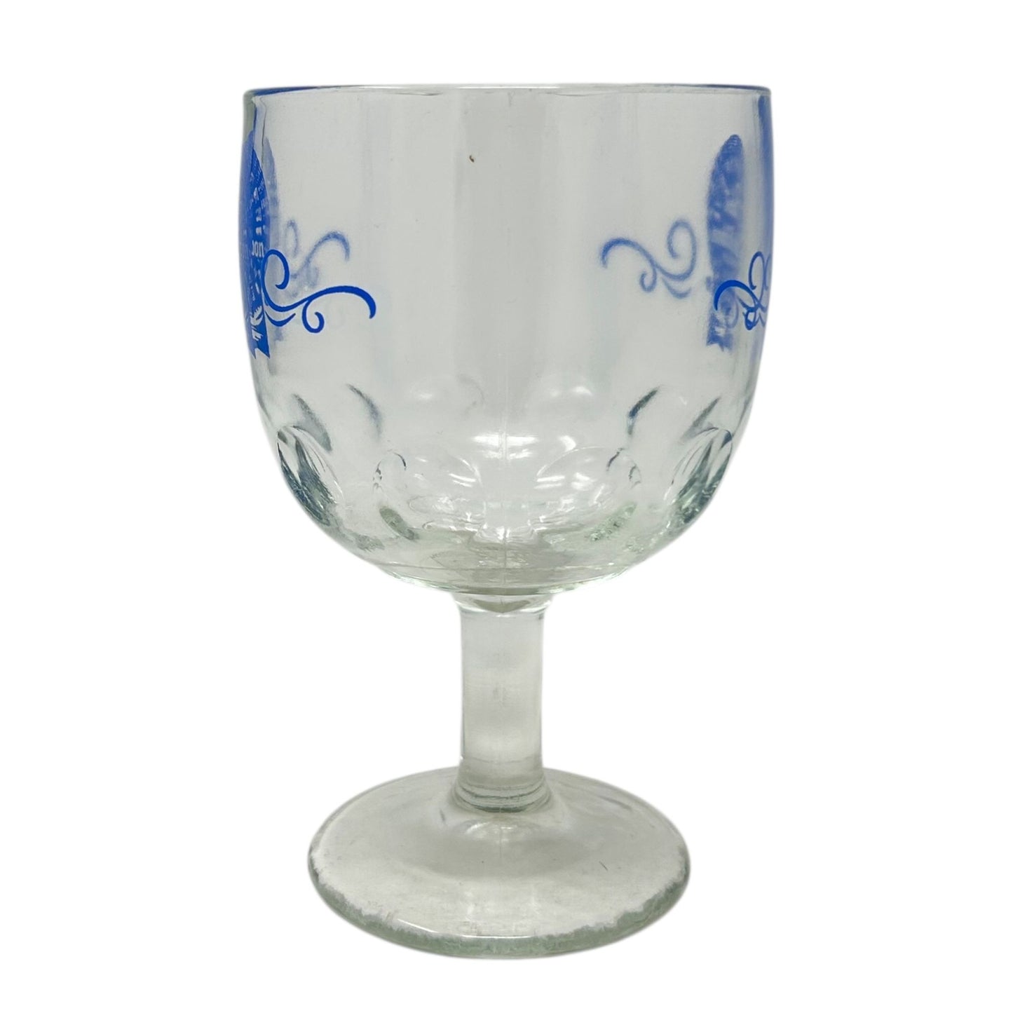 Vintage Pabst Blue Ribbon Beer PBR Thumbprint Goblet Blue Logo 16oz Breweriana