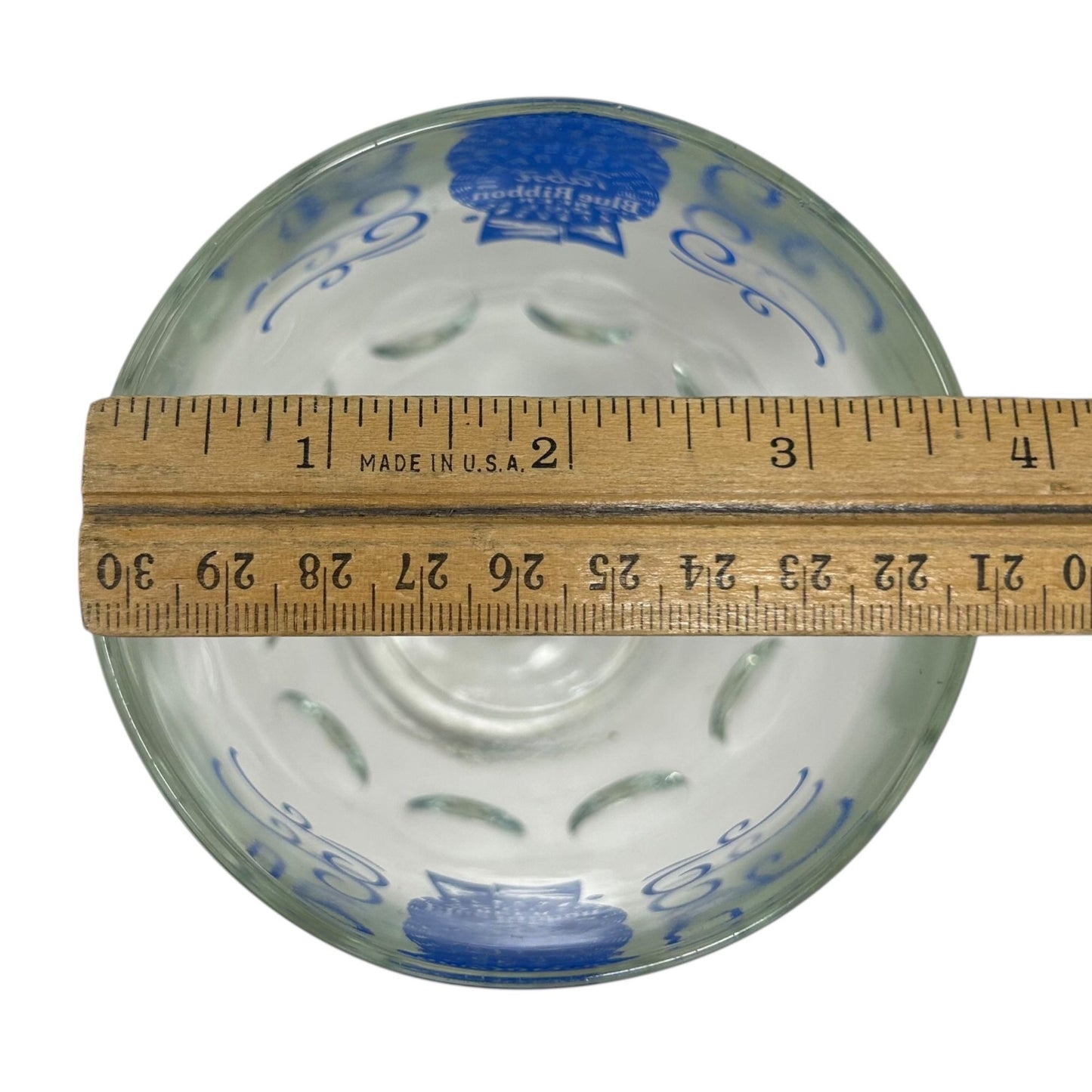 Vintage Pabst Blue Ribbon Beer PBR Thumbprint Goblet Blue Logo 16oz Breweriana