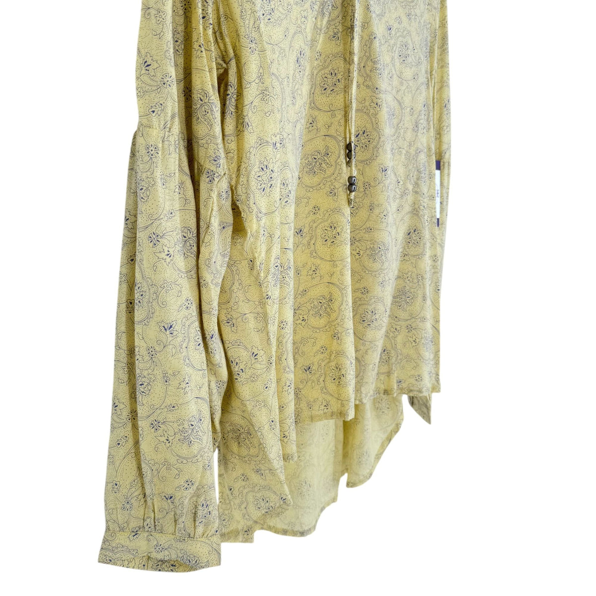 NWT Noble Outfitters XS Butter Yellow Paisley Boho Peasant Blouse Folklore Lace