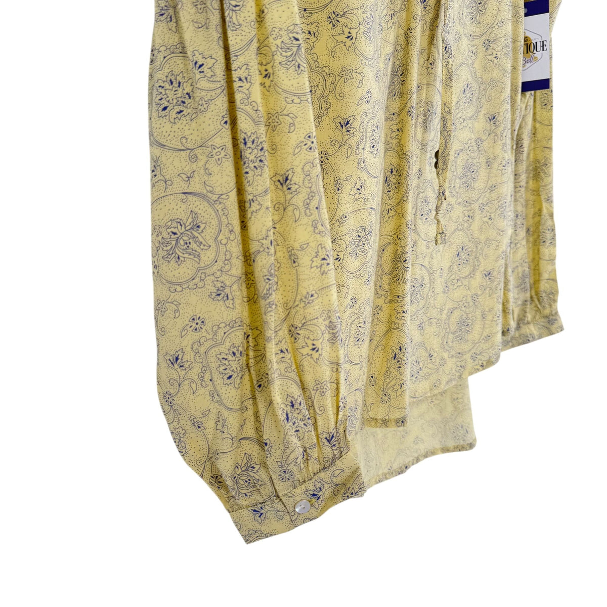 NWT Noble Outfitters XS Butter Yellow Paisley Boho Peasant Blouse Folklore Lace