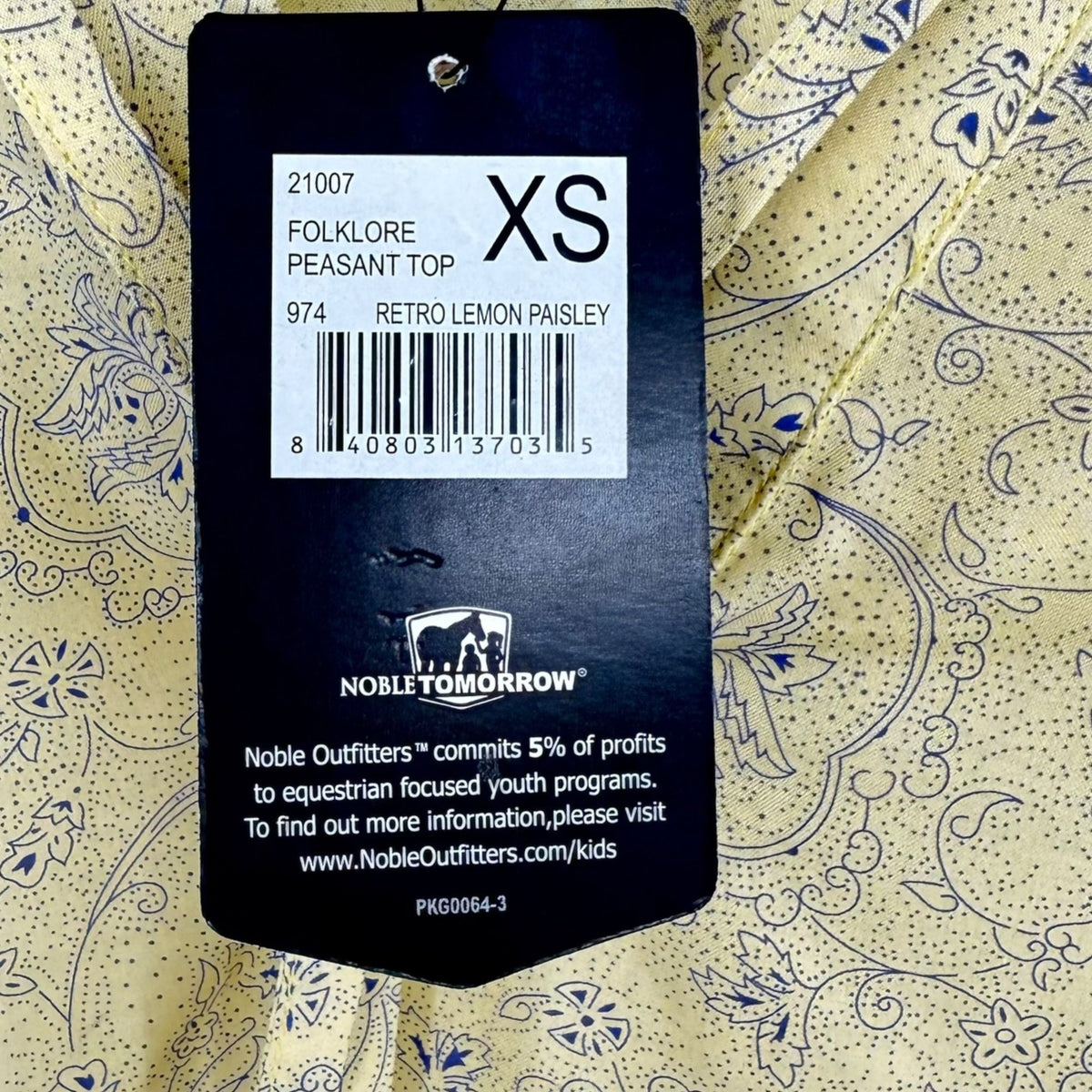 NWT Noble Outfitters XS Butter Yellow Paisley Boho Peasant Blouse Folklore Lace
