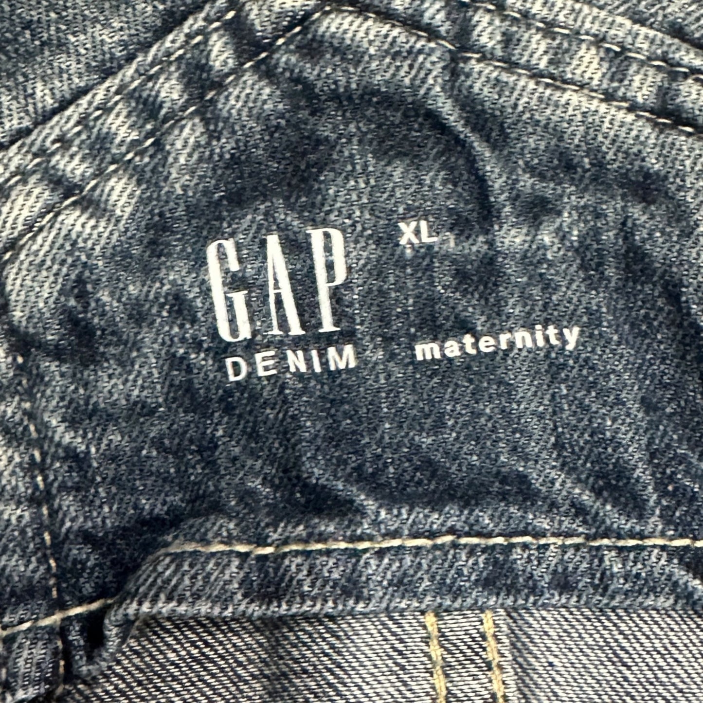 GAP Maternity XL Denim Shortall Medium Wash Overall Jeans Rolled Hem Adjustable