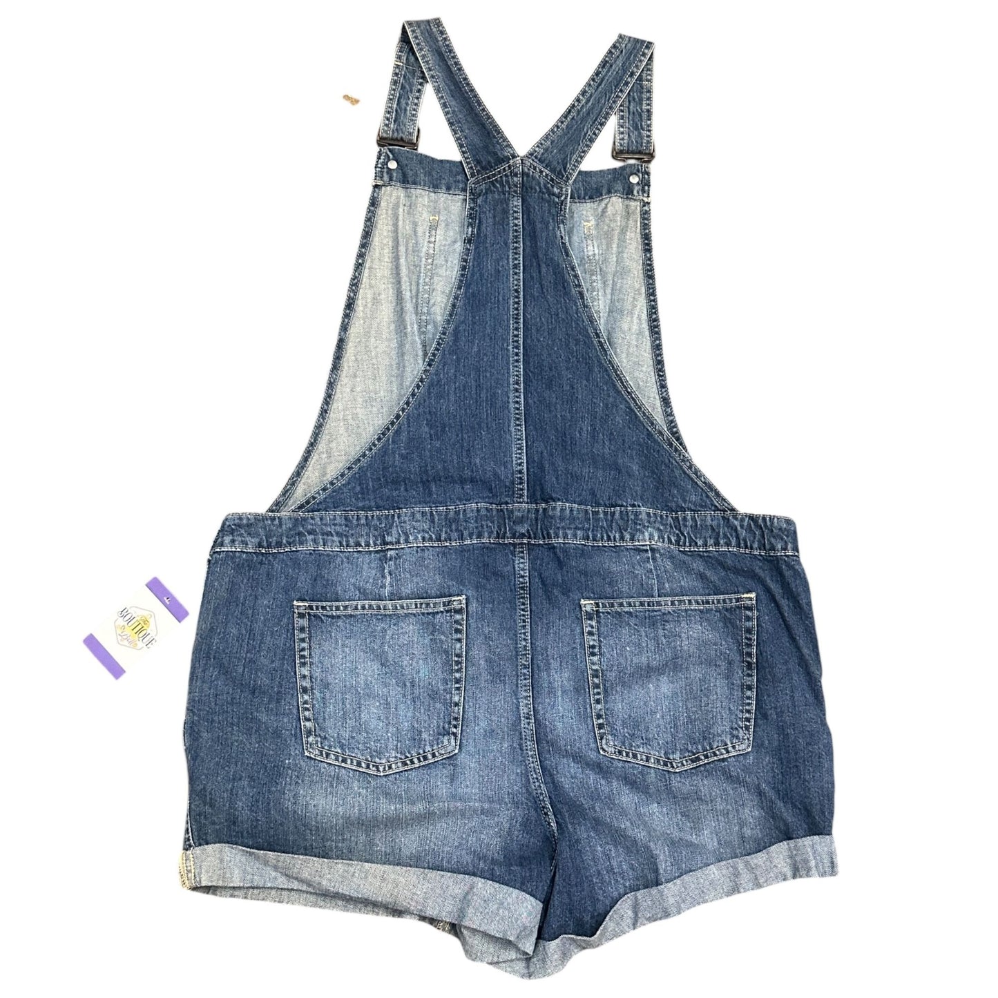 GAP Maternity XL Denim Shortall Medium Wash Overall Jeans Rolled Hem Adjustable