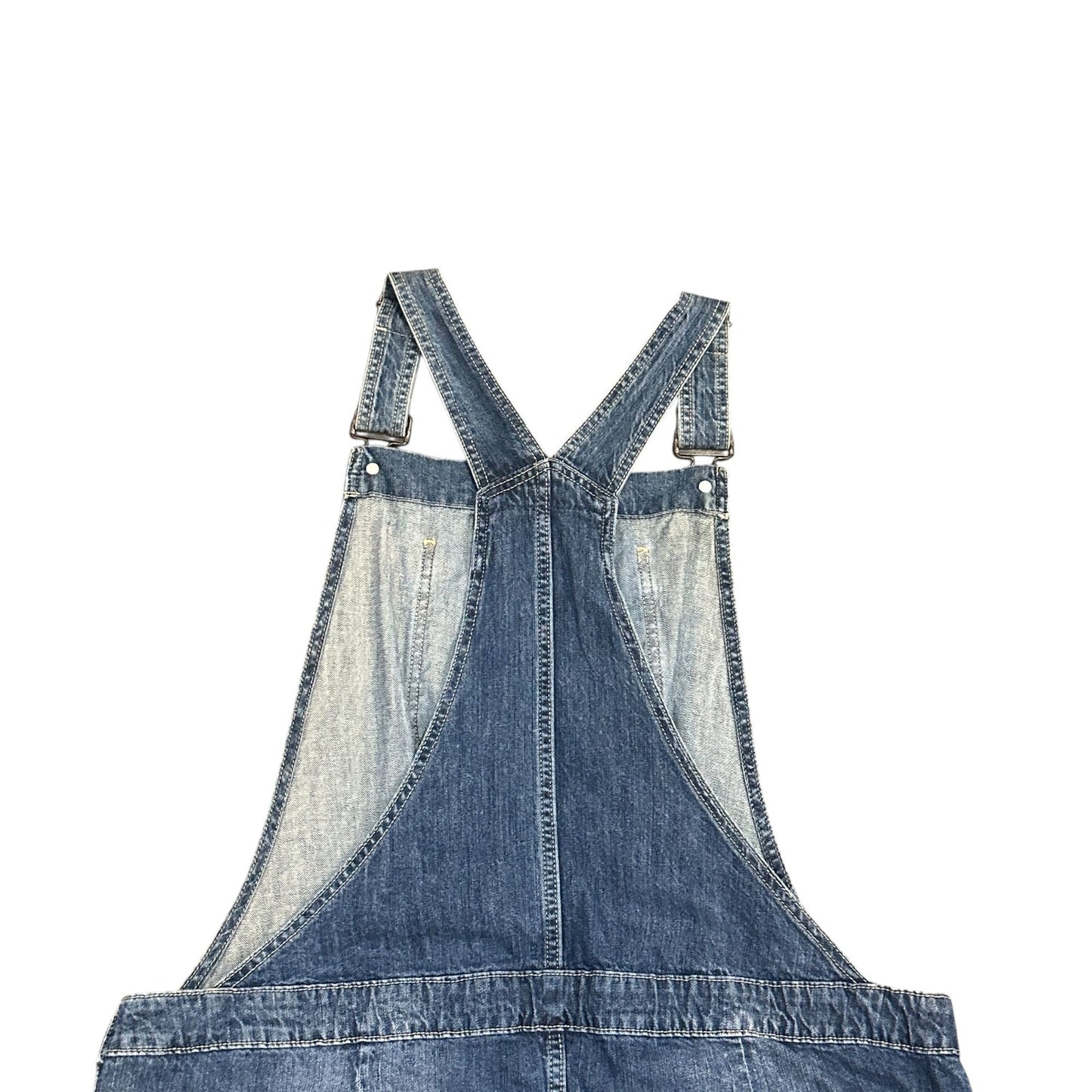 GAP Maternity XL Denim Shortall Medium Wash Overall Jeans Rolled Hem Adjustable