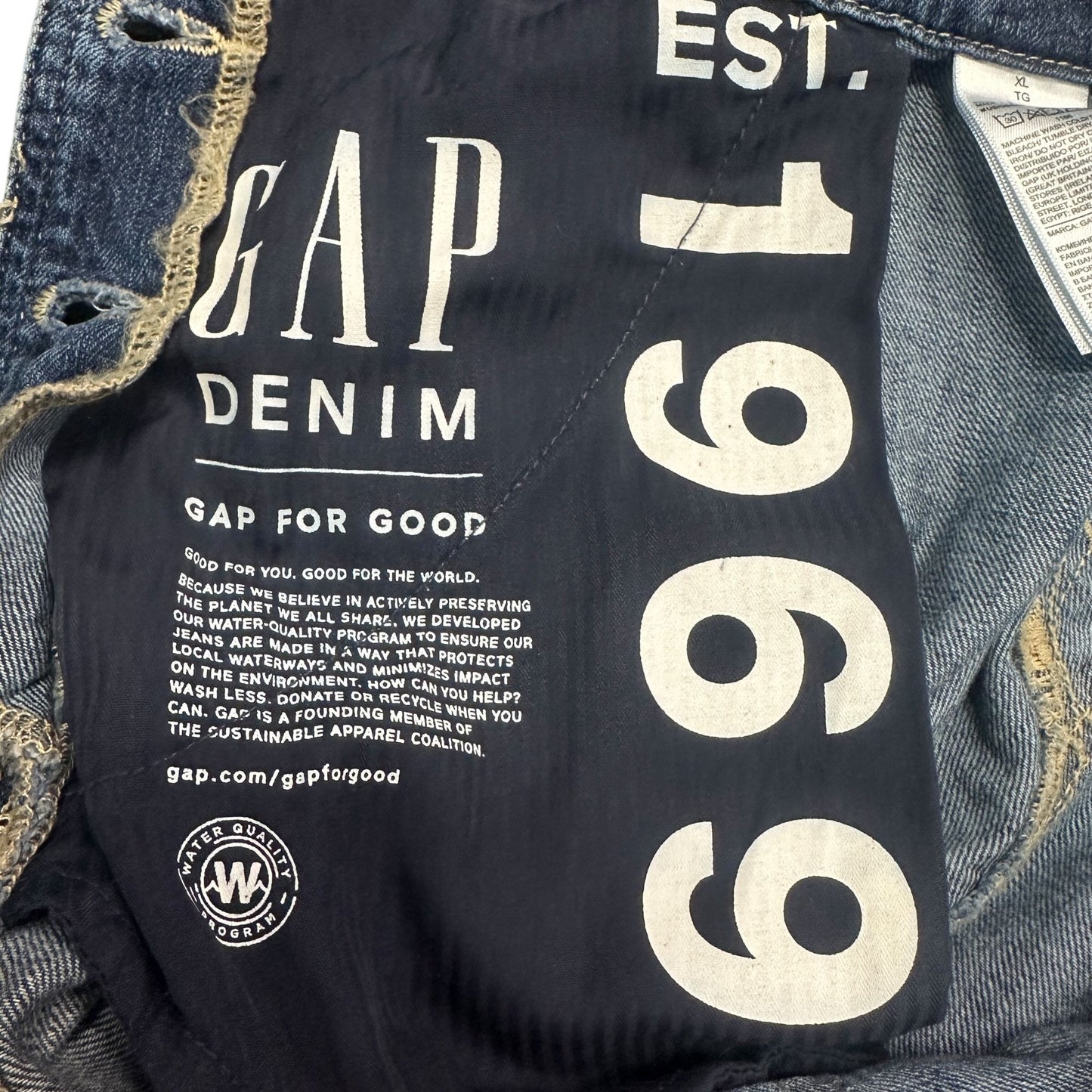 GAP Maternity XL Denim Shortall Medium Wash Overall Jeans Rolled Hem Adjustable