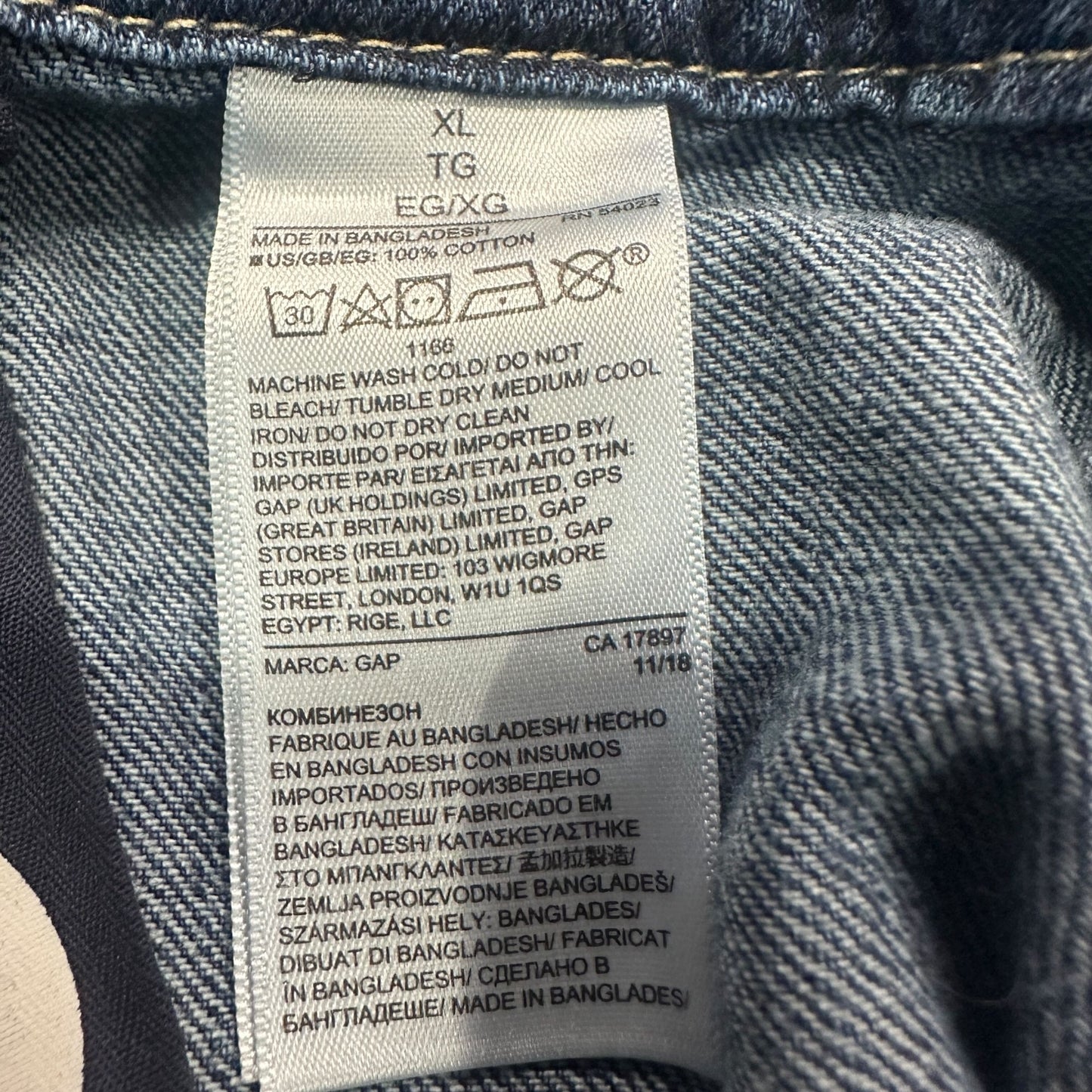 GAP Maternity XL Denim Shortall Medium Wash Overall Jeans Rolled Hem Adjustable