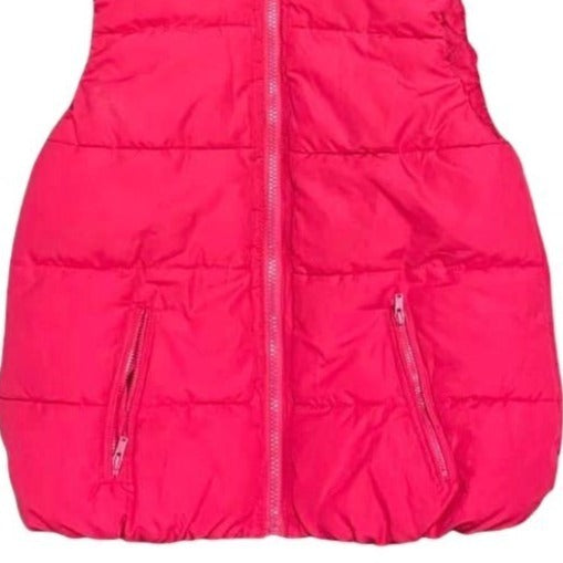Justice Youth Girls 14 Pink Puffer Vest Faux Fur Lined Full Zip Removable Hoodie