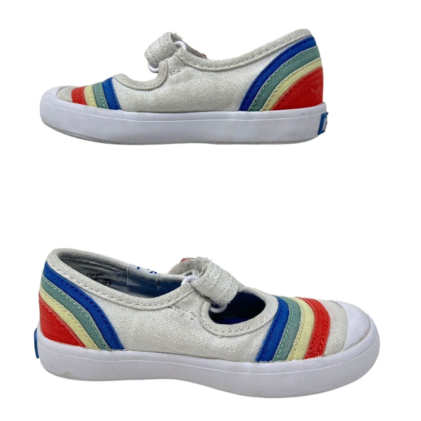 Keds Toddler Girls 6.5M Rainbow Mary Jane Sneakers White Memory Foam Shoes Heart