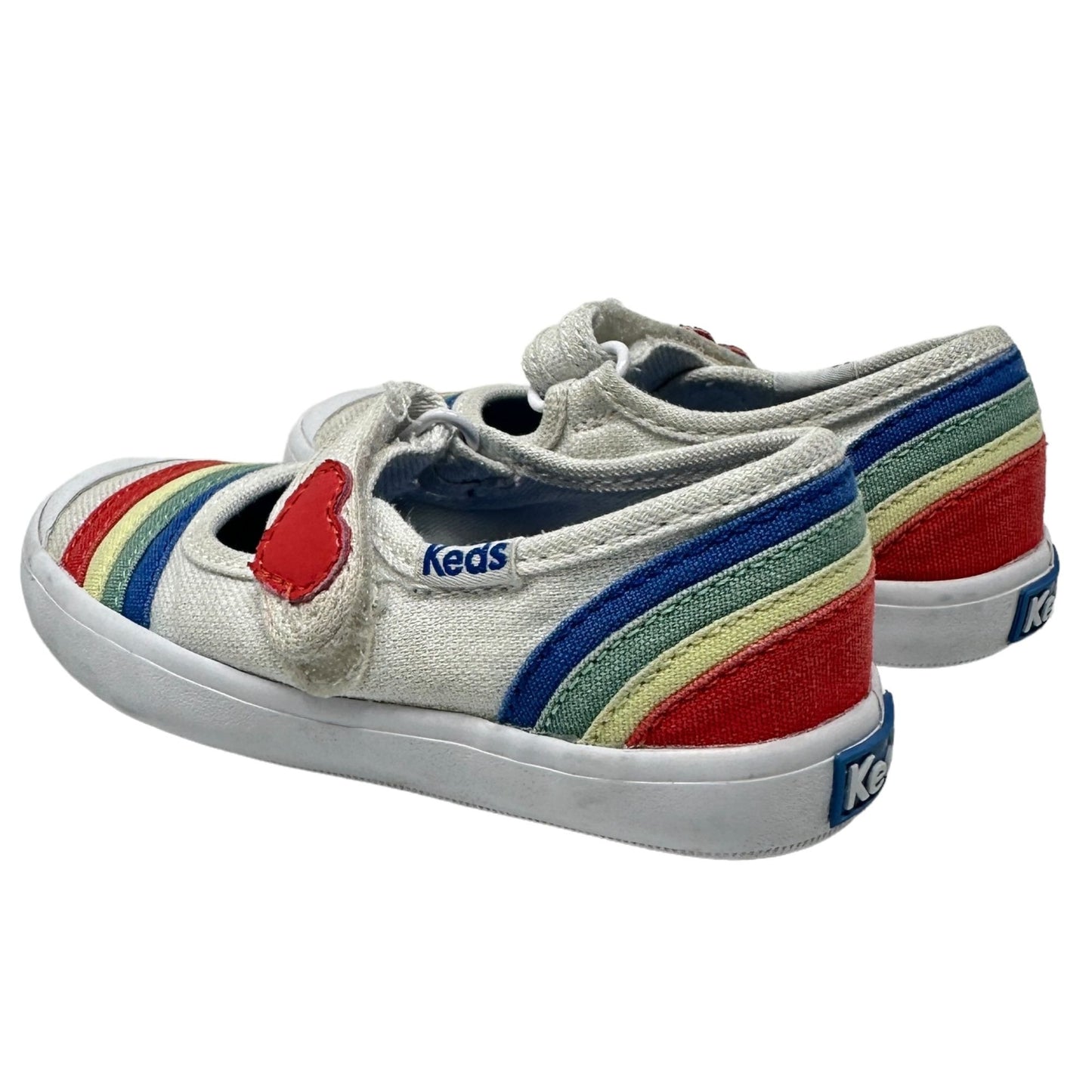 Keds Toddler Girls 6.5M Rainbow Mary Jane Sneakers White Memory Foam Shoes Heart