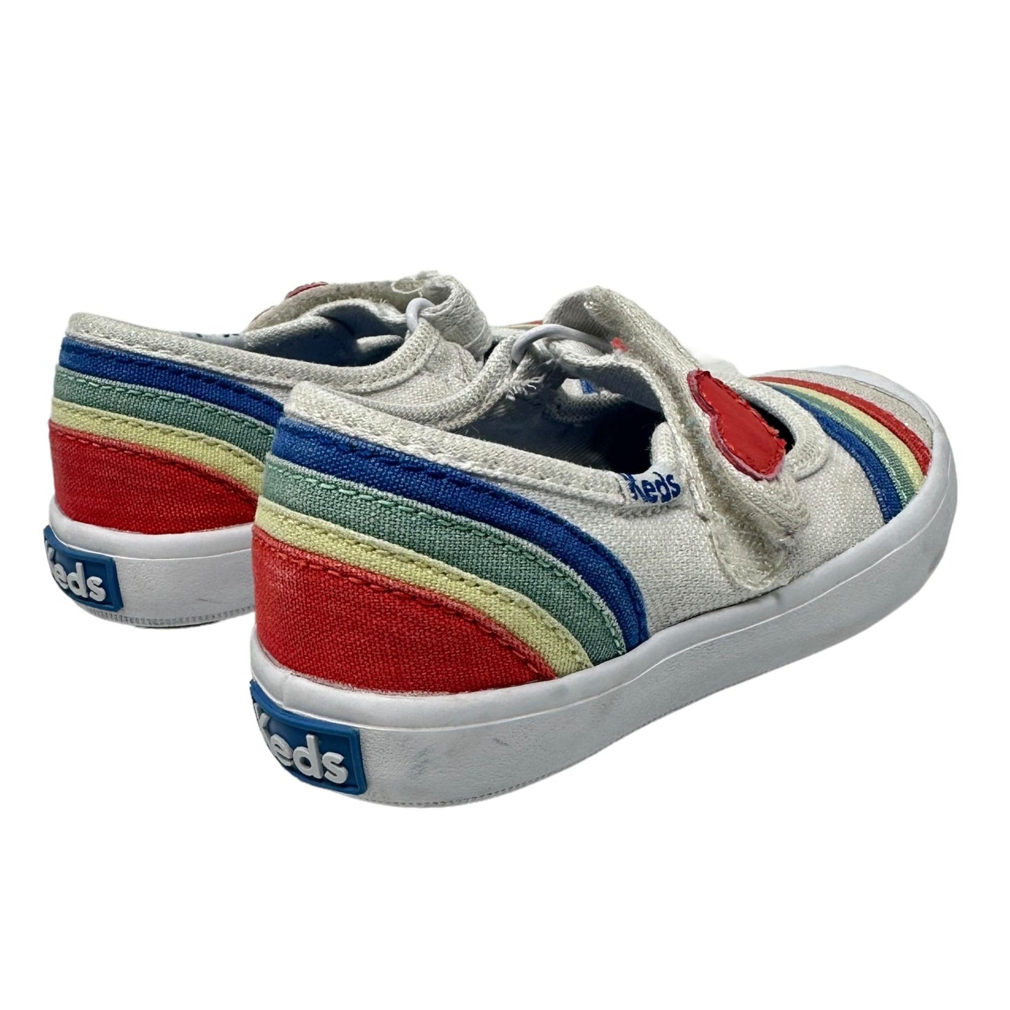 Keds Toddler Girls 6.5M Rainbow Mary Jane Sneakers White Memory Foam Shoes Heart