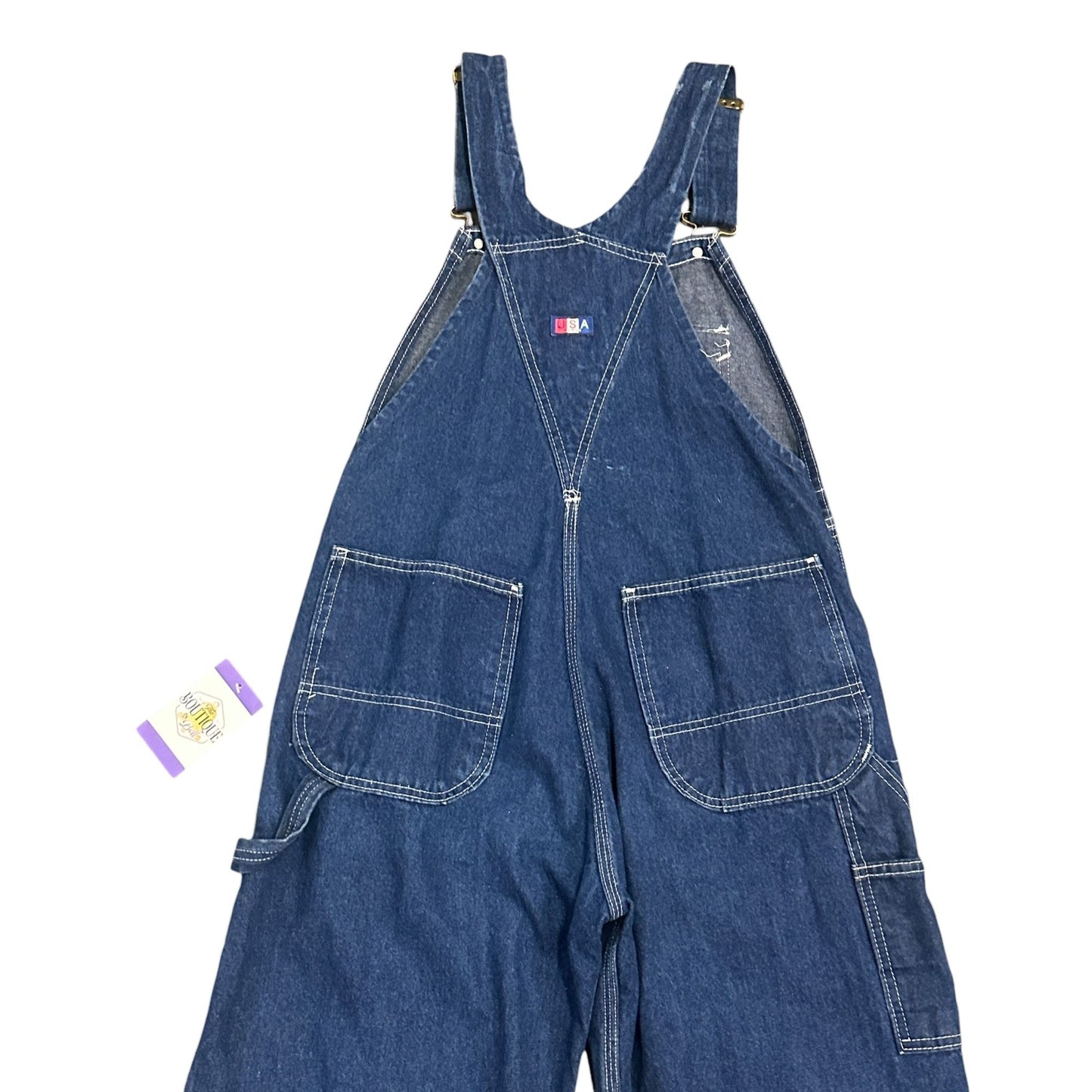 Vintage USA Works Denim Overalls Mens 30X30 Blue Dark Wash Cotton Made In USA