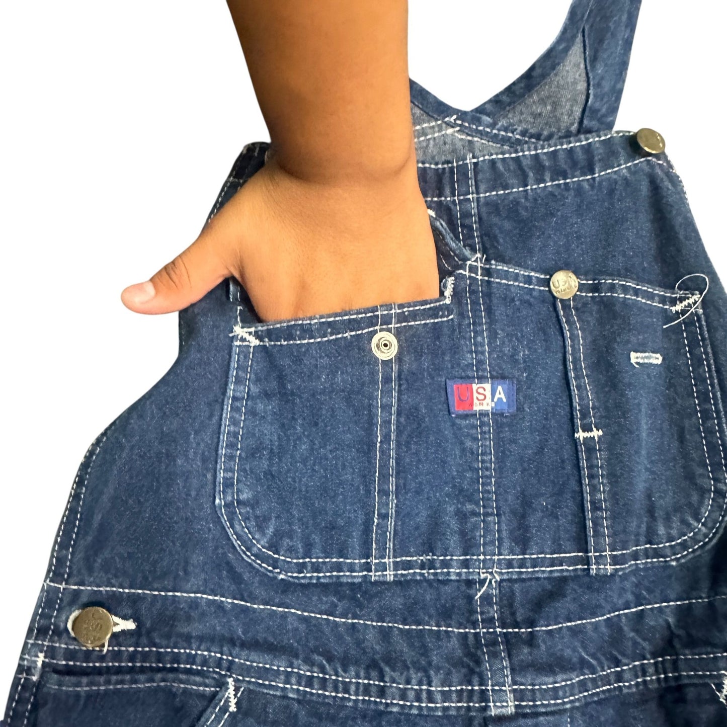 Vintage USA Works Denim Overalls Mens 30X30 Blue Dark Wash Cotton Made In USA