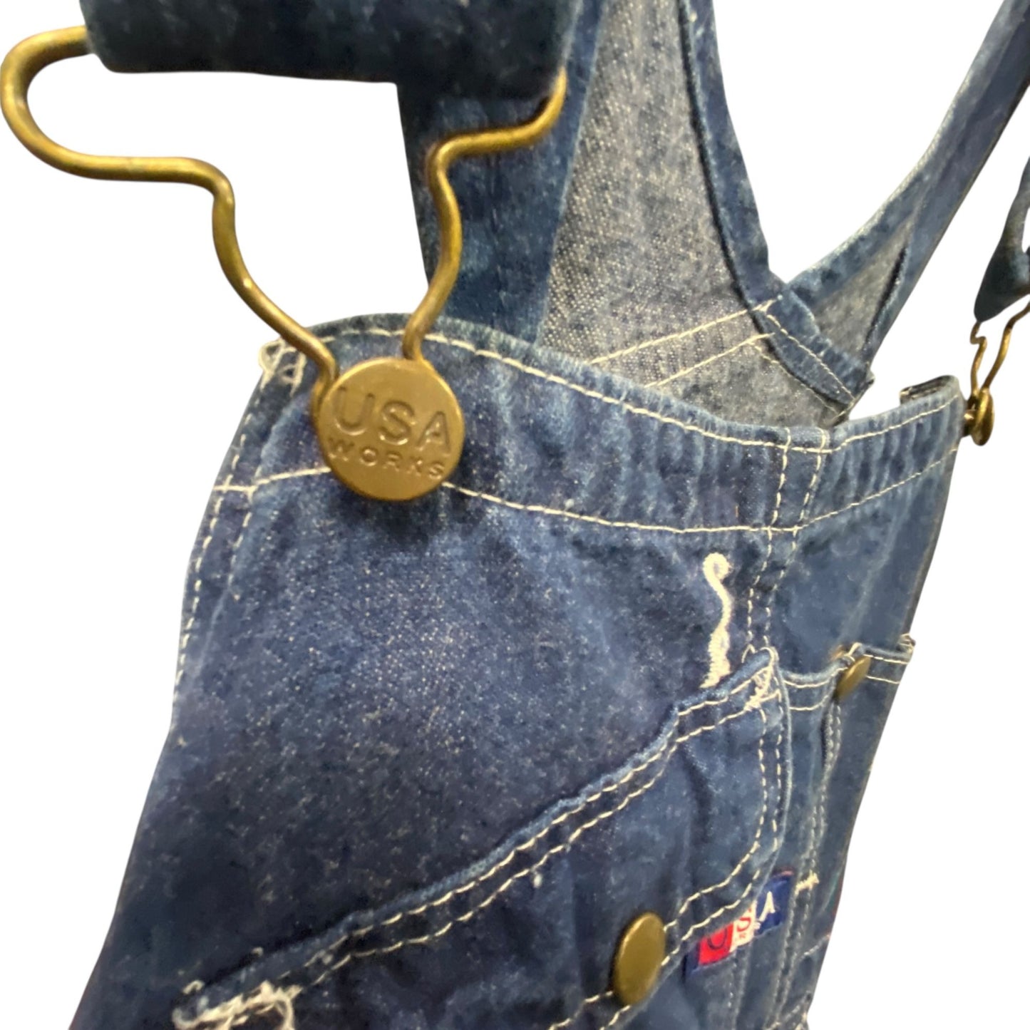 Vintage USA Works Denim Overalls Mens 30X30 Blue Dark Wash Cotton Made In USA