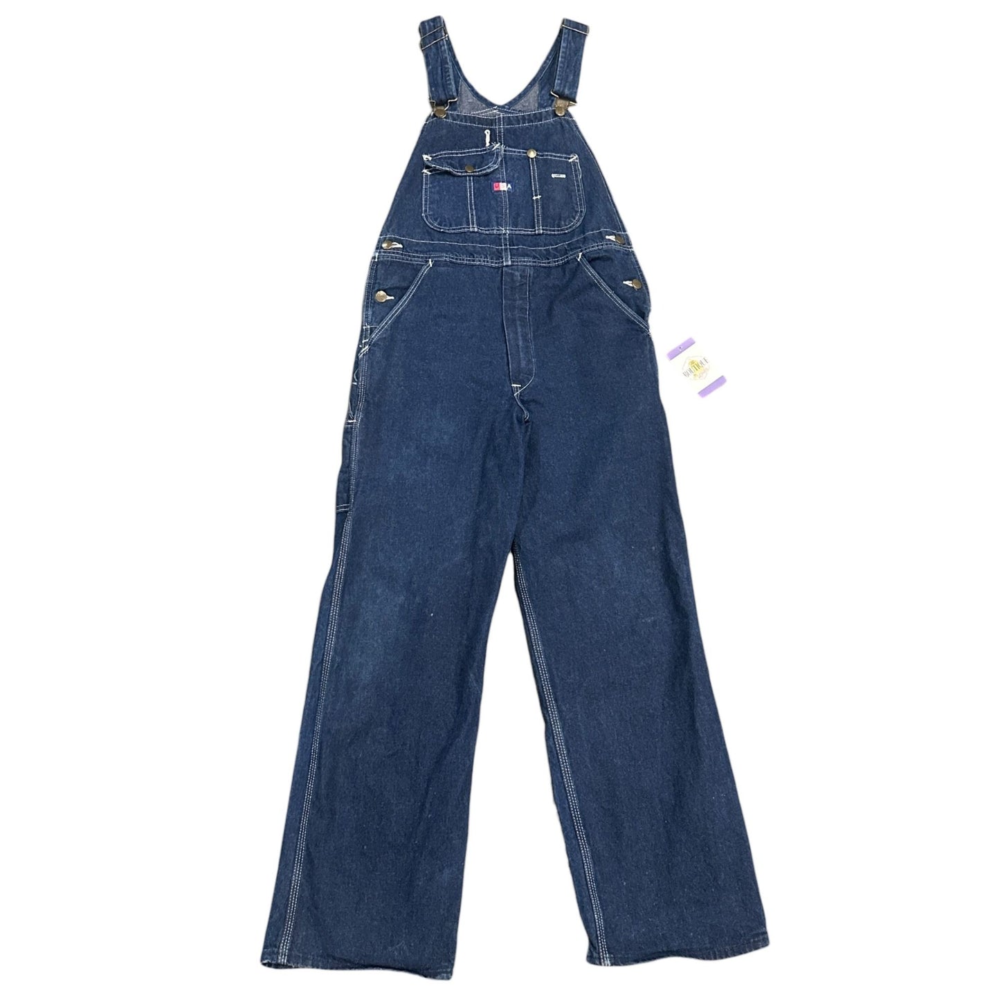 Vintage USA Works Denim Overalls Mens 30X30 Blue Dark Wash Cotton Made In USA