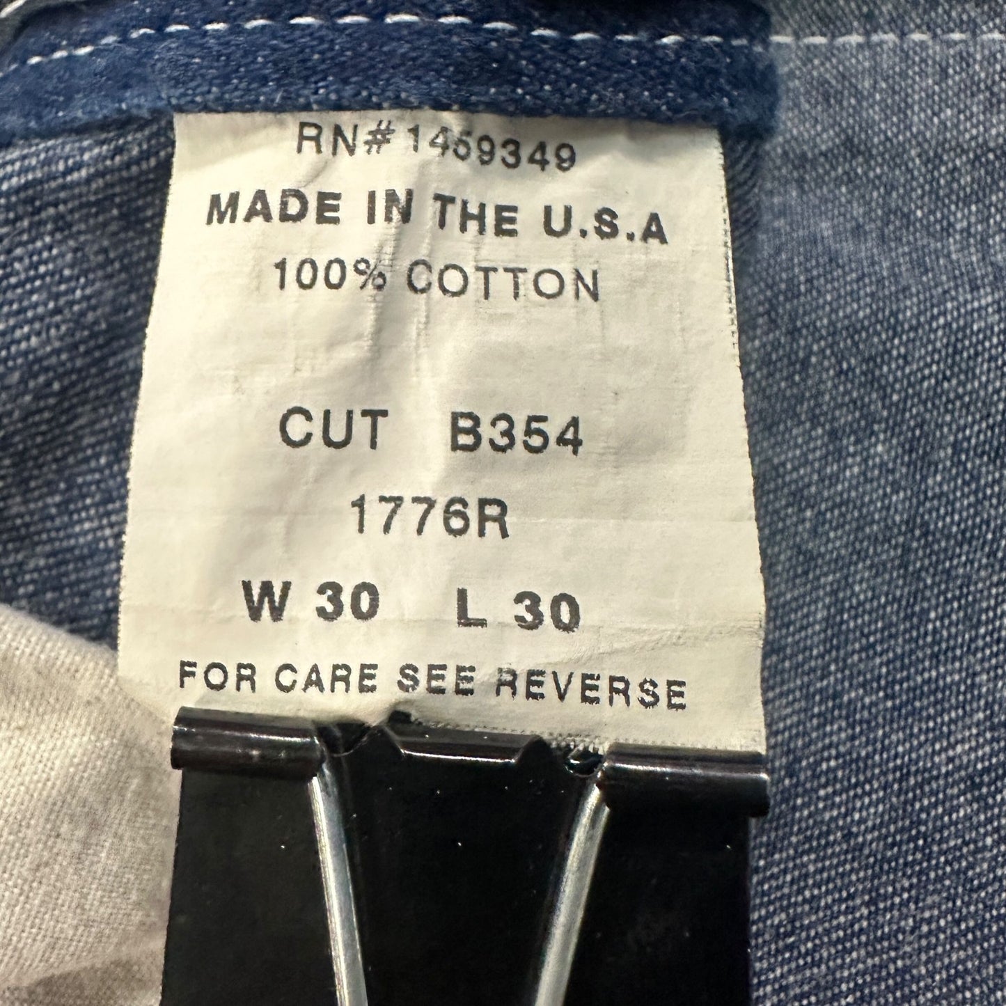 Vintage USA Works Denim Overalls Mens 30X30 Blue Dark Wash Cotton Made In USA