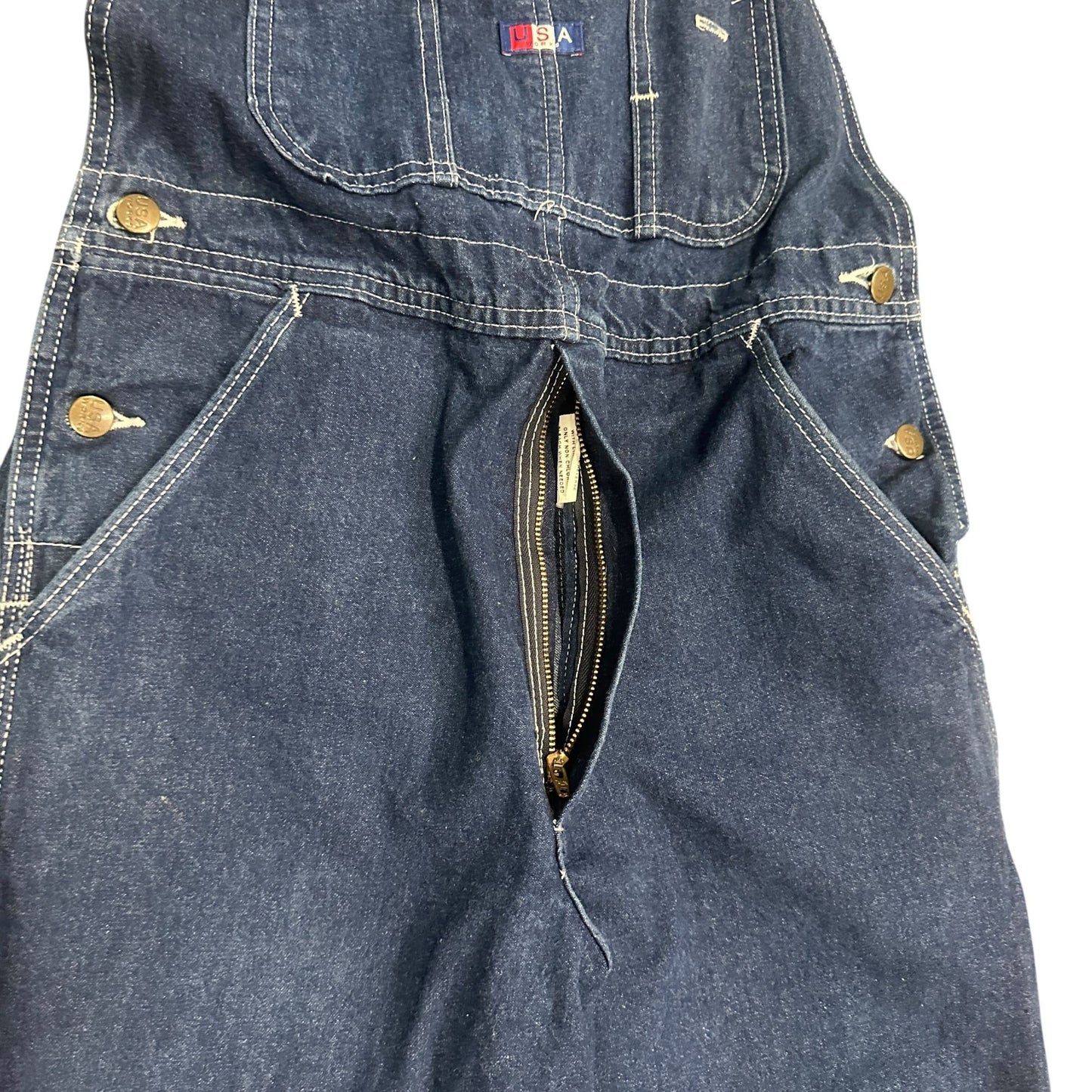 Vintage USA Works Denim Overalls Mens 30X30 Blue Dark Wash Cotton Made In USA