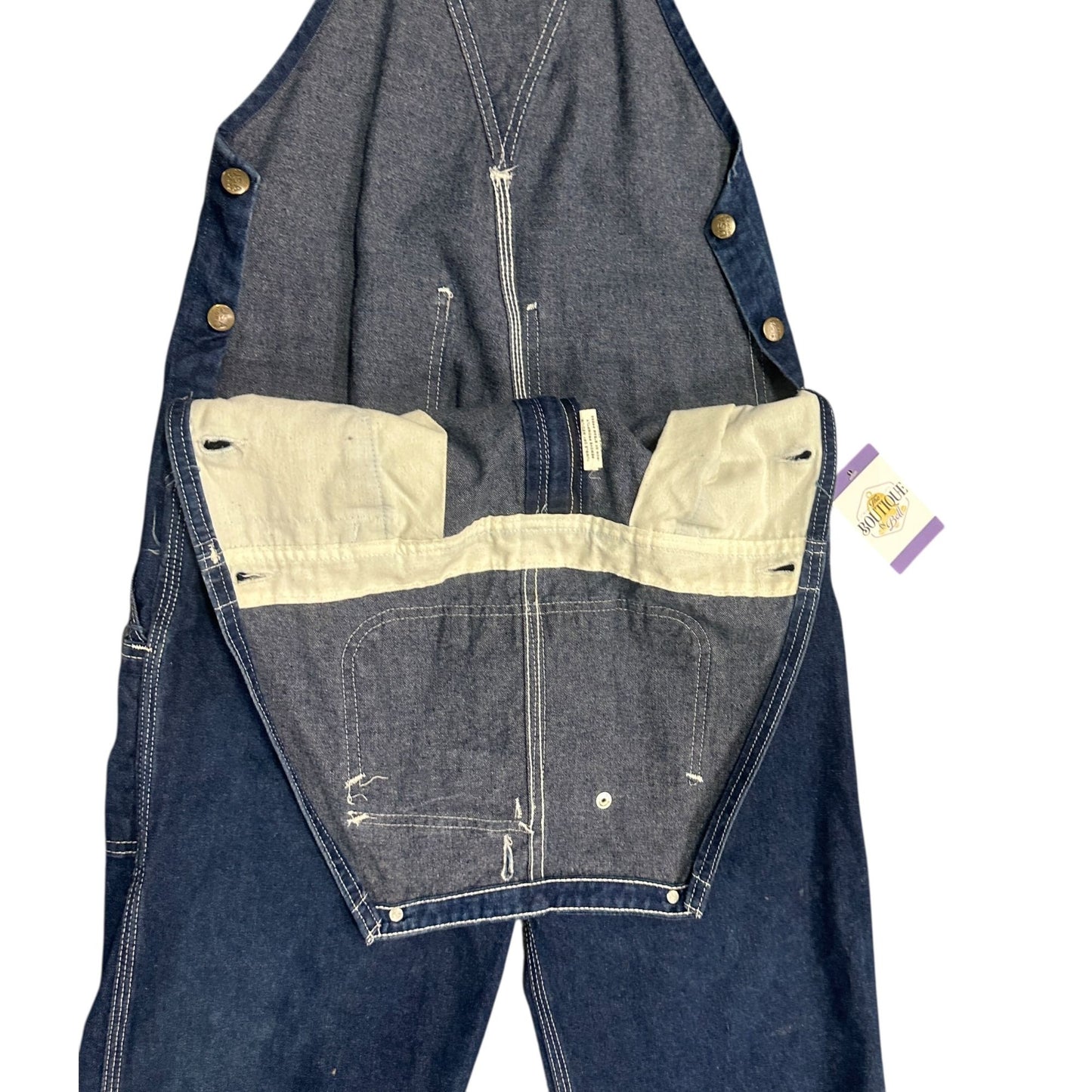 Vintage USA Works Denim Overalls Mens 30X30 Blue Dark Wash Cotton Made In USA