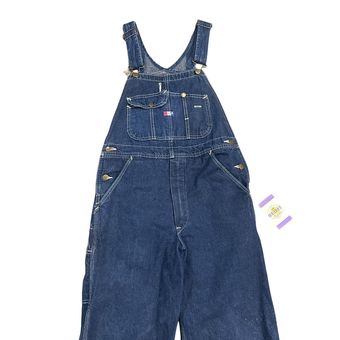 Vintage USA Works Denim Overalls Mens 30X30 Blue Dark Wash Cotton Made In USA