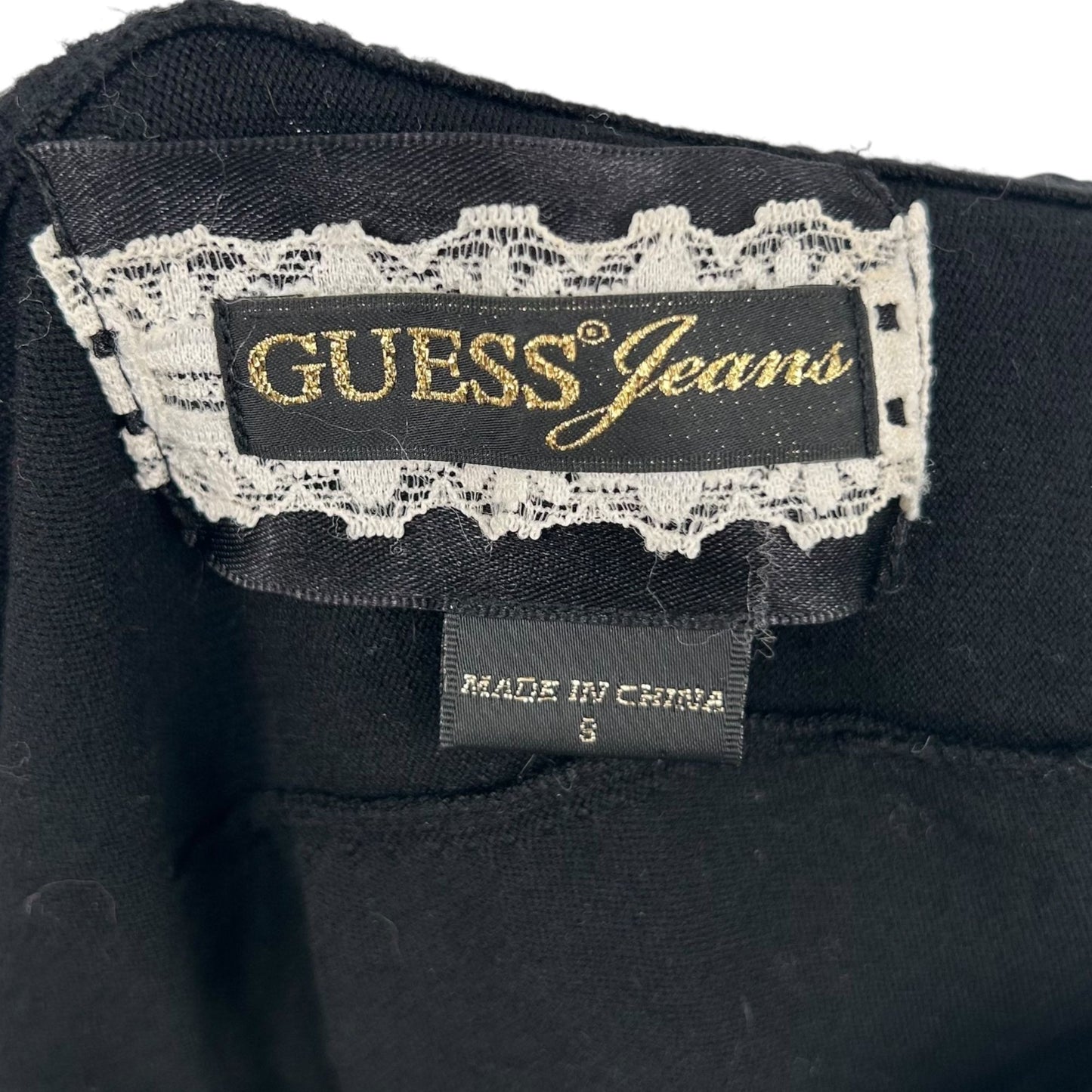 Guess Jeans S Black Knit Sweater Mini Dress Bodycon Corset Back Long Sleeve