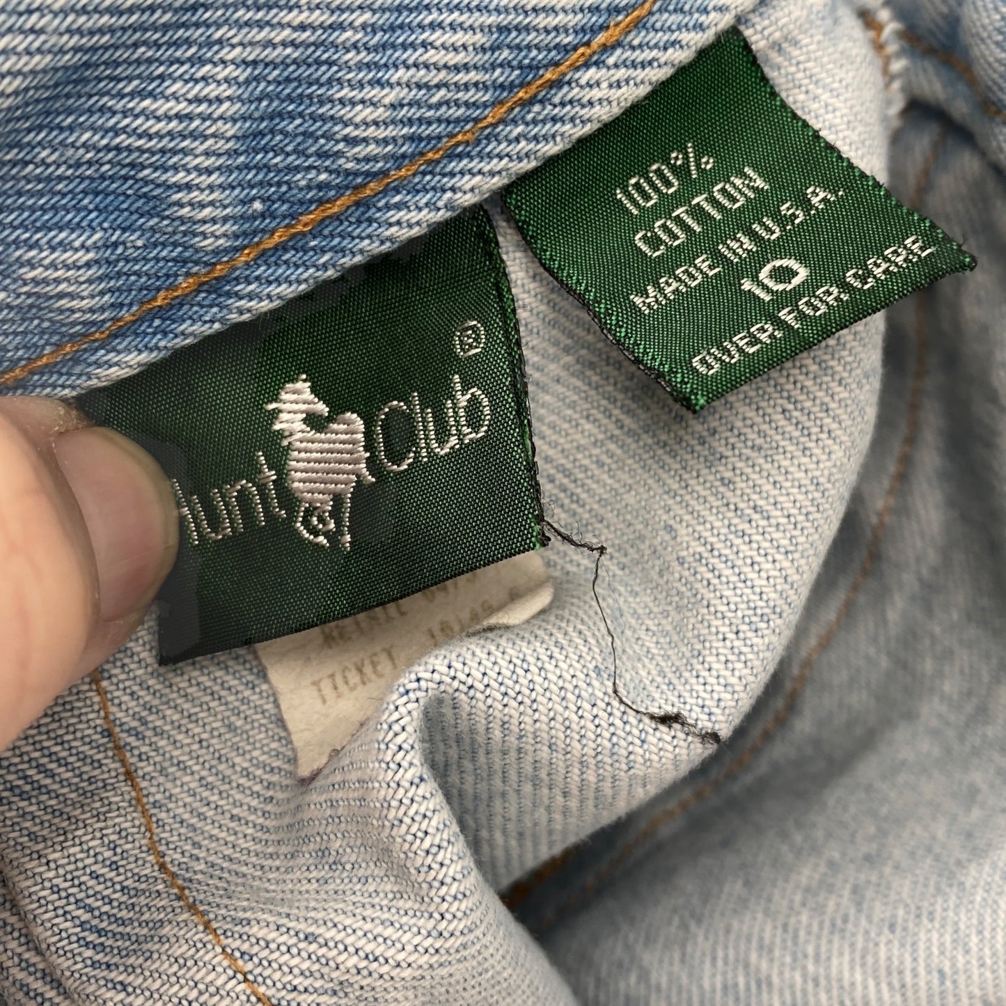 Vintage Hunt Club Modest Jean Skirt Denim Full Length Kick Pleat USA Cotton 10