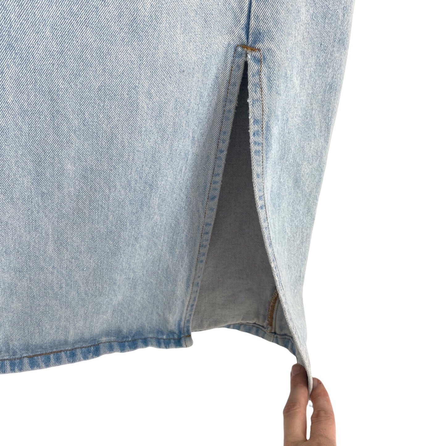 Vintage Hunt Club Modest Jean Skirt Denim Full Length Kick Pleat USA Cotton 10