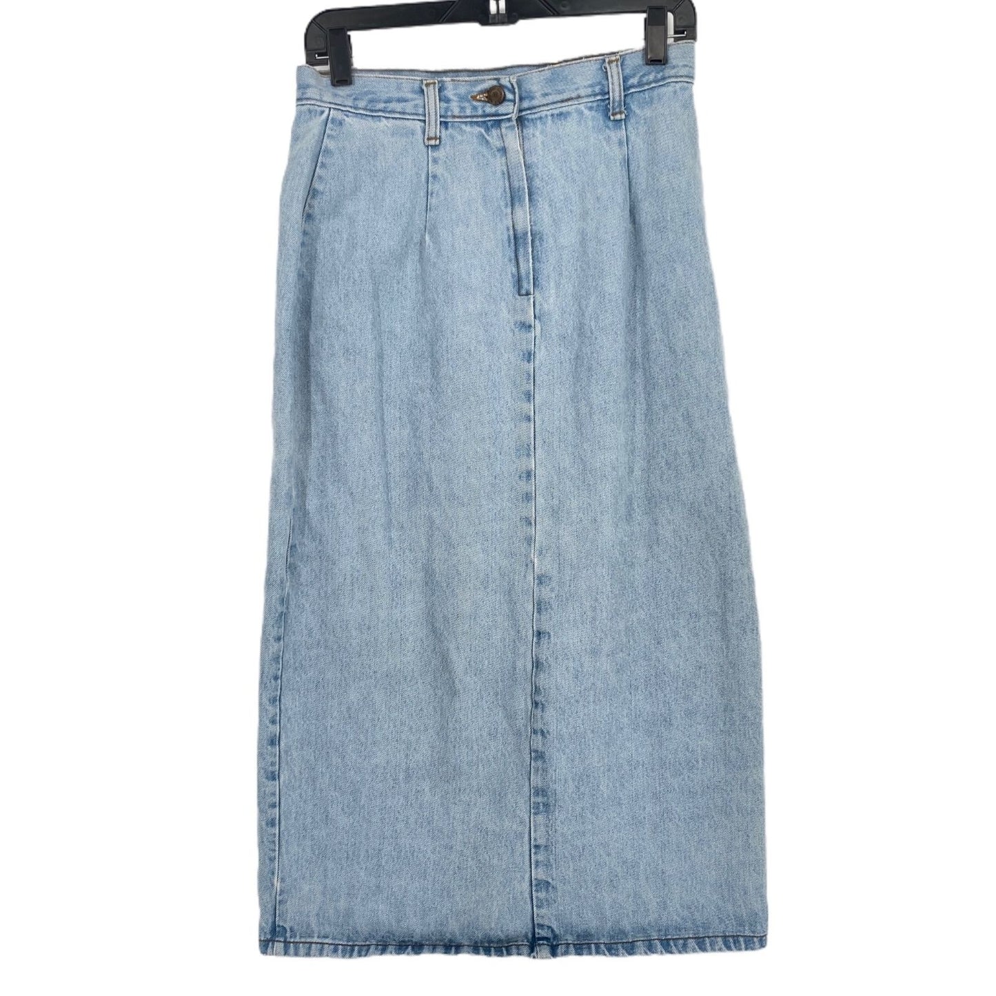 Vintage Hunt Club Modest Jean Skirt Denim Full Length Kick Pleat USA Cotton 10