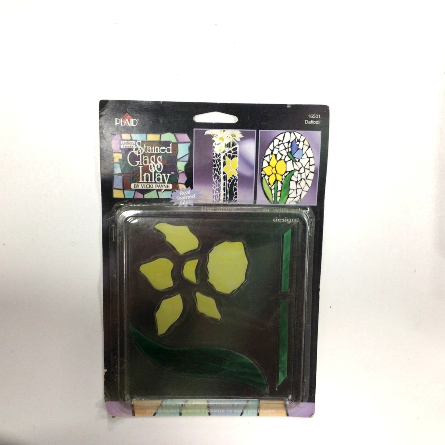 Real Stained Glass Inlay Kit By Vicki Payne - Daffodil Design - Plaid 16501