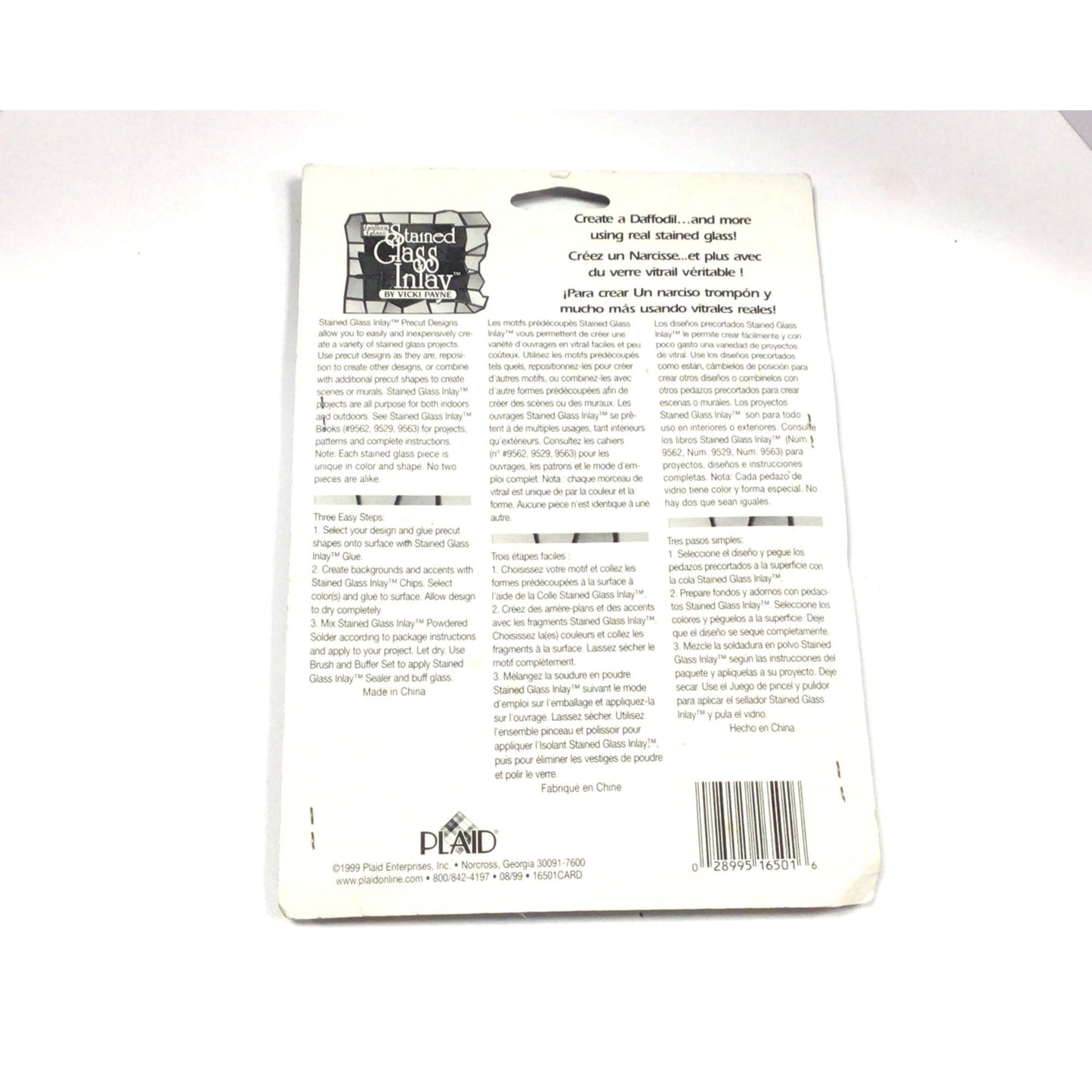 Real Stained Glass Inlay Kit By Vicki Payne - Daffodil Design - Plaid 16501