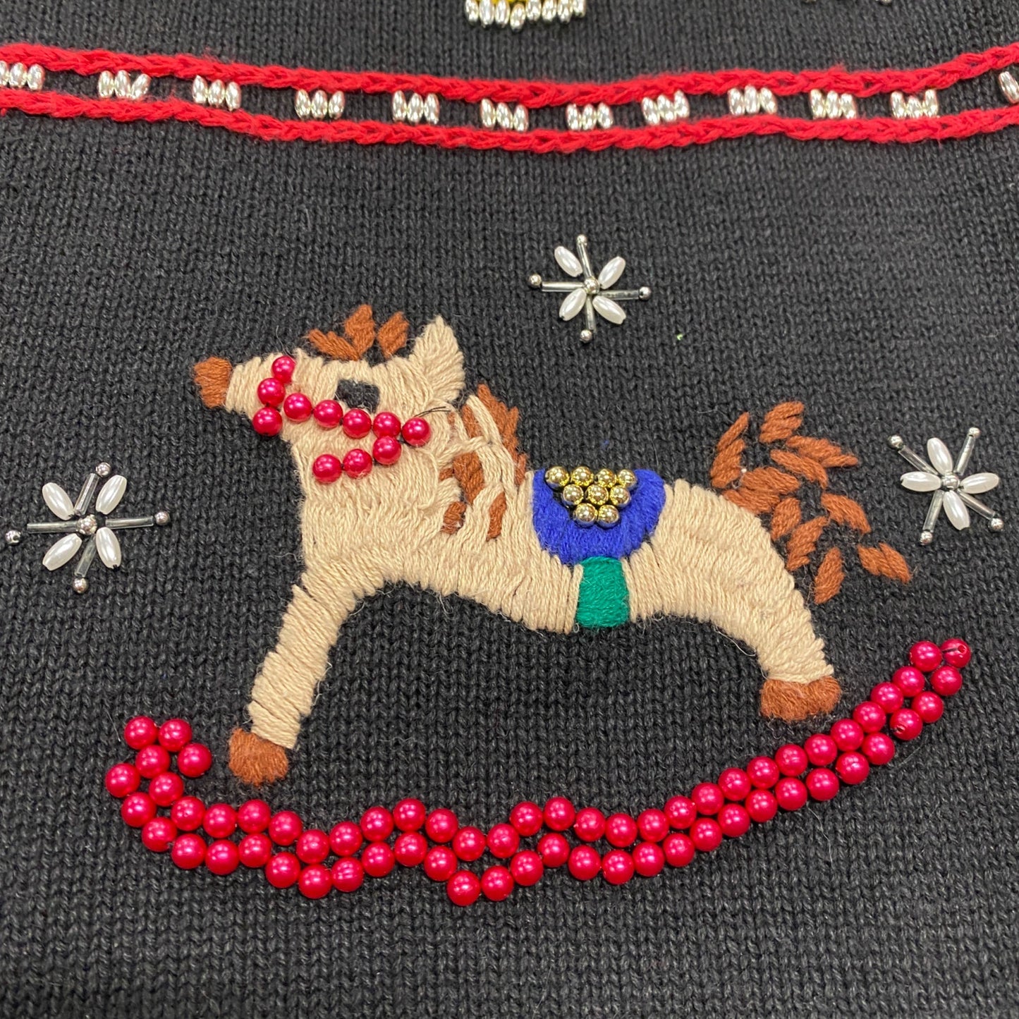 Womens Vtg Christmas Sweater Victoria Jones 3XL Black Holiday Novelty Festive