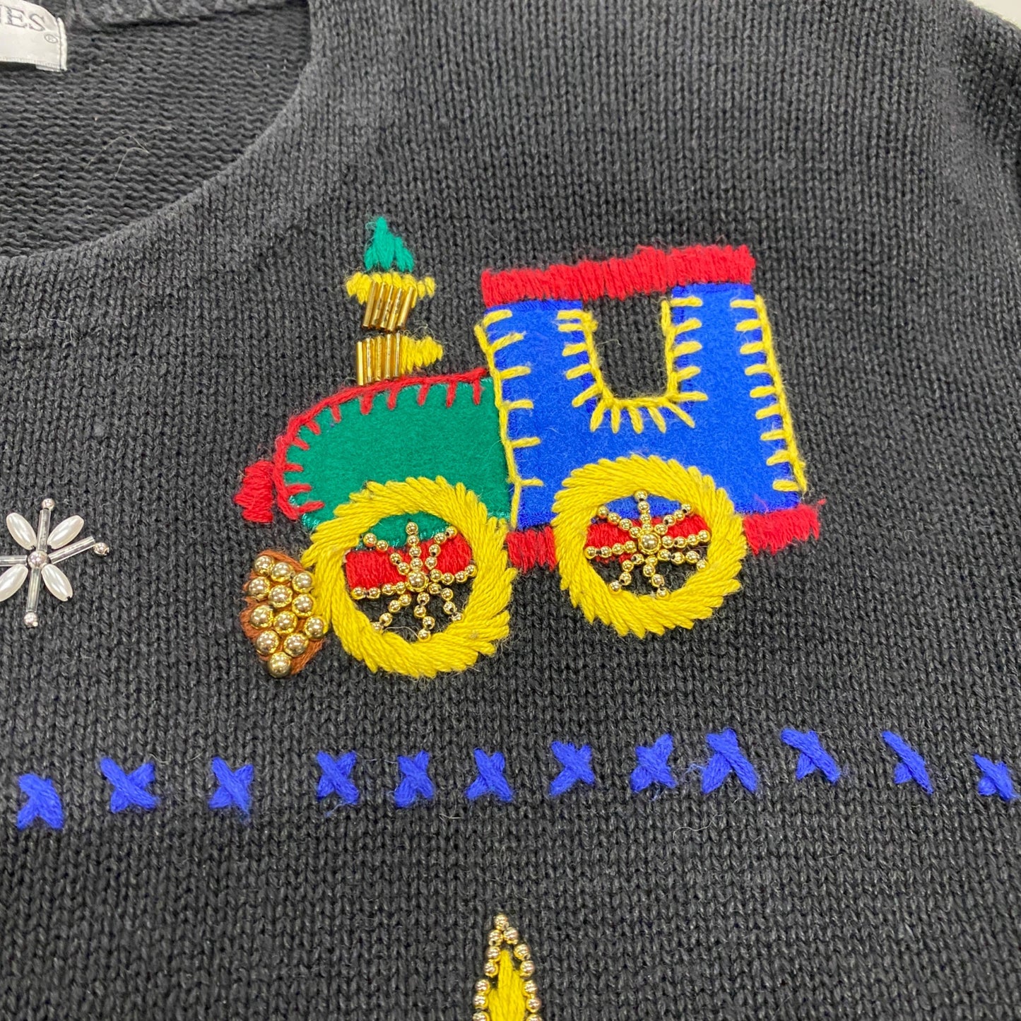 Womens Vtg Christmas Sweater Victoria Jones 3XL Black Holiday Novelty Festive