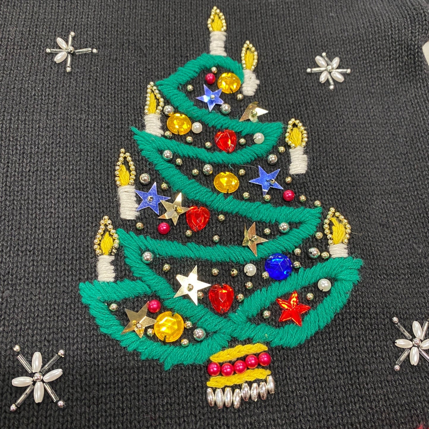 Womens Vtg Christmas Sweater Victoria Jones 3XL Black Holiday Novelty Festive