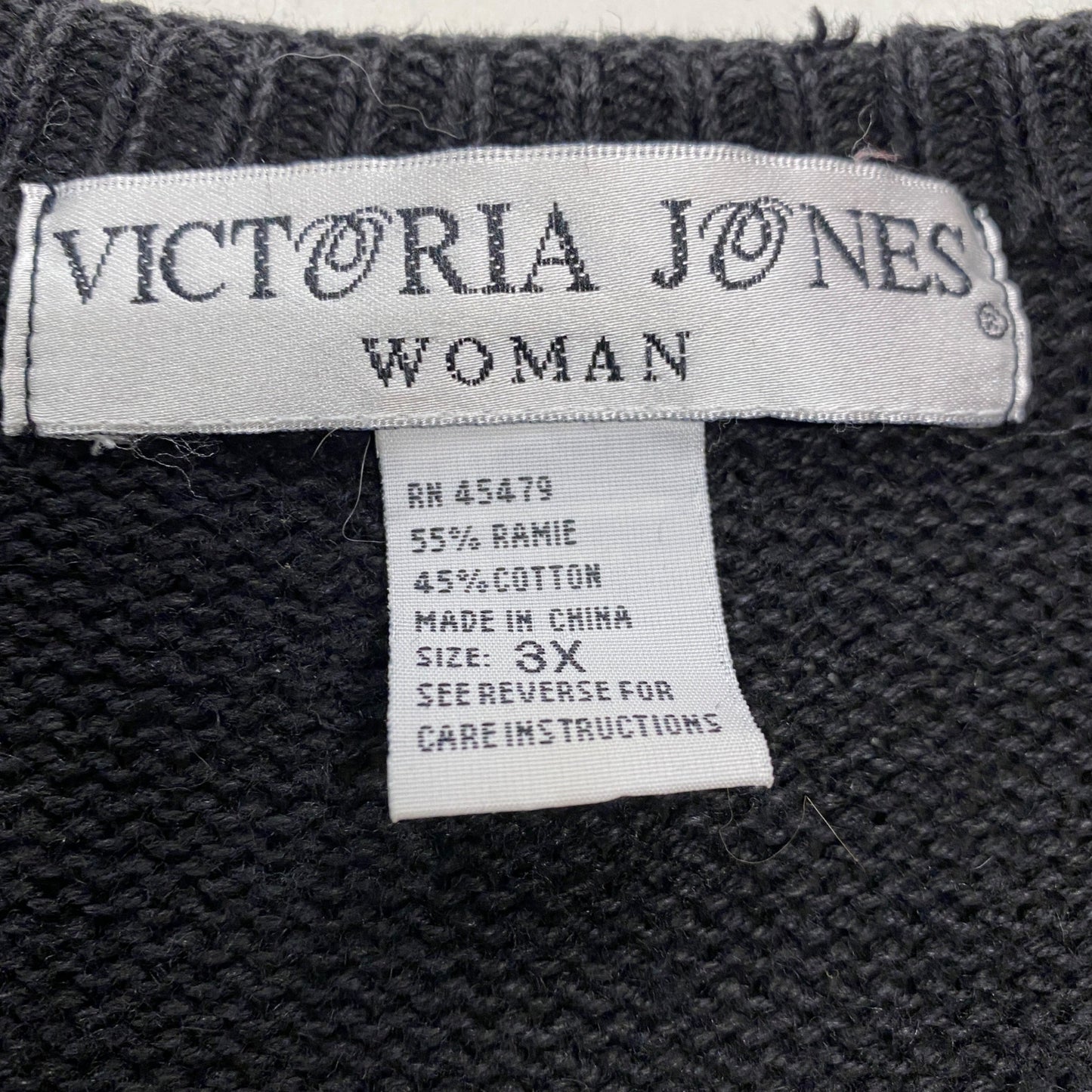 Womens Vtg Christmas Sweater Victoria Jones 3XL Black Holiday Novelty Festive