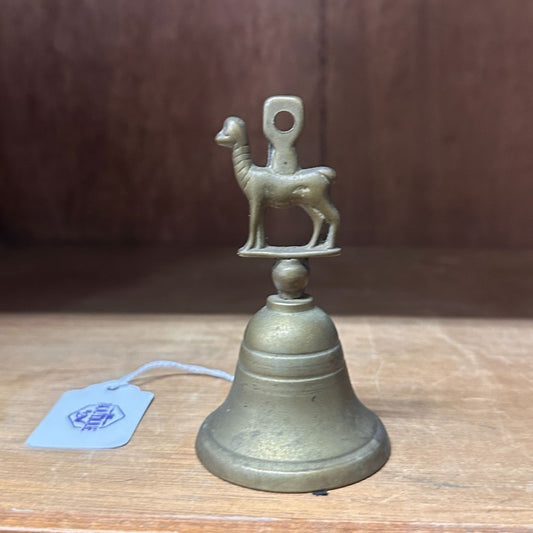 Vintage Brass Llama Figurine Bell Decorative Collectible With Patina