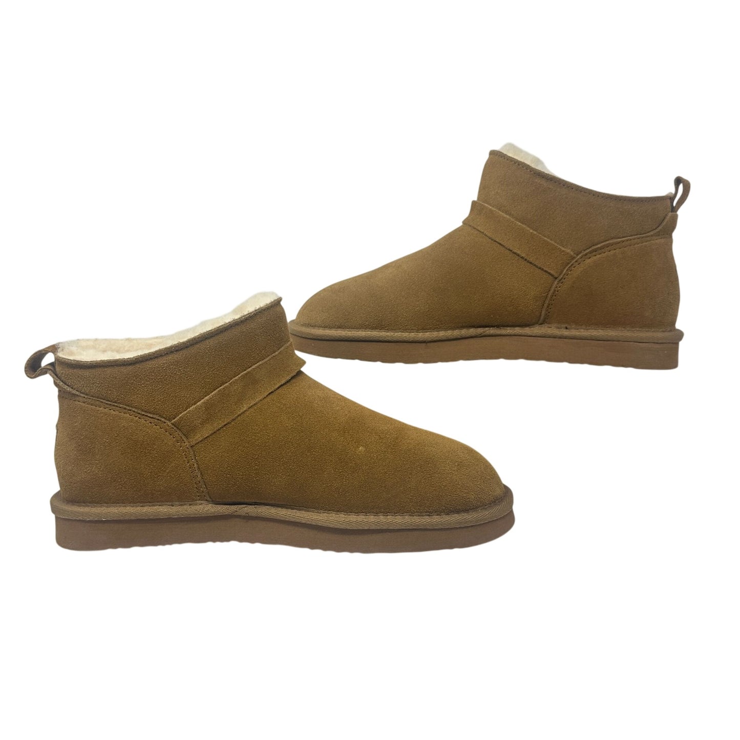 Bearpaw Slip-On Ankle Boots Womens 11 Pawz Brown Suede Leather Buckle NWT Cozy