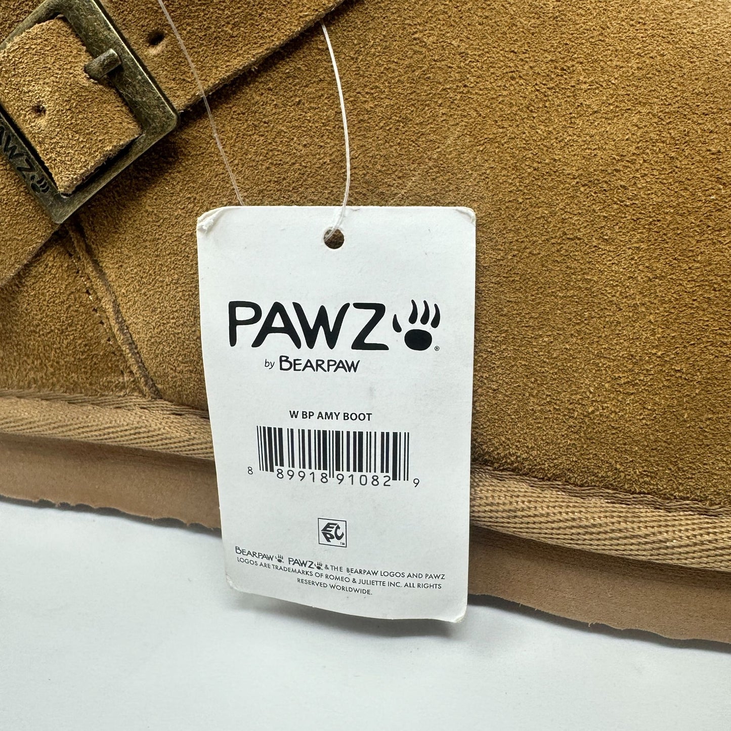 Bearpaw Slip-On Ankle Boots Womens 11 Pawz Brown Suede Leather Buckle NWT Cozy